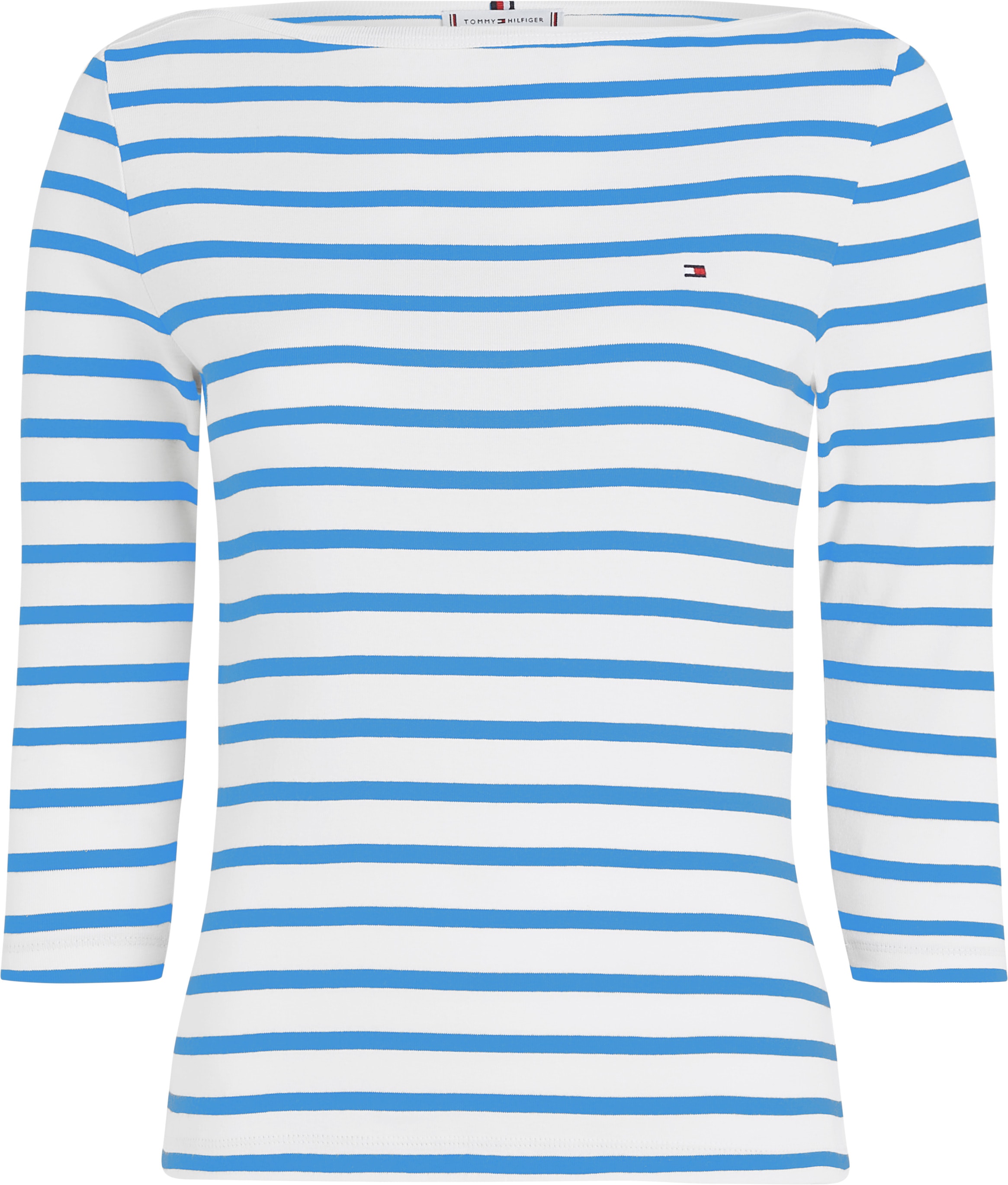 Tommy Hilfiger 3/4-Arm-Shirt »NEW CODY SLIM BOAT-NK 3/4SLV mit U-Boot und Streifen«, gestreift, casual, slim fit, Baumwolle, U-Boot-Ausschnitt