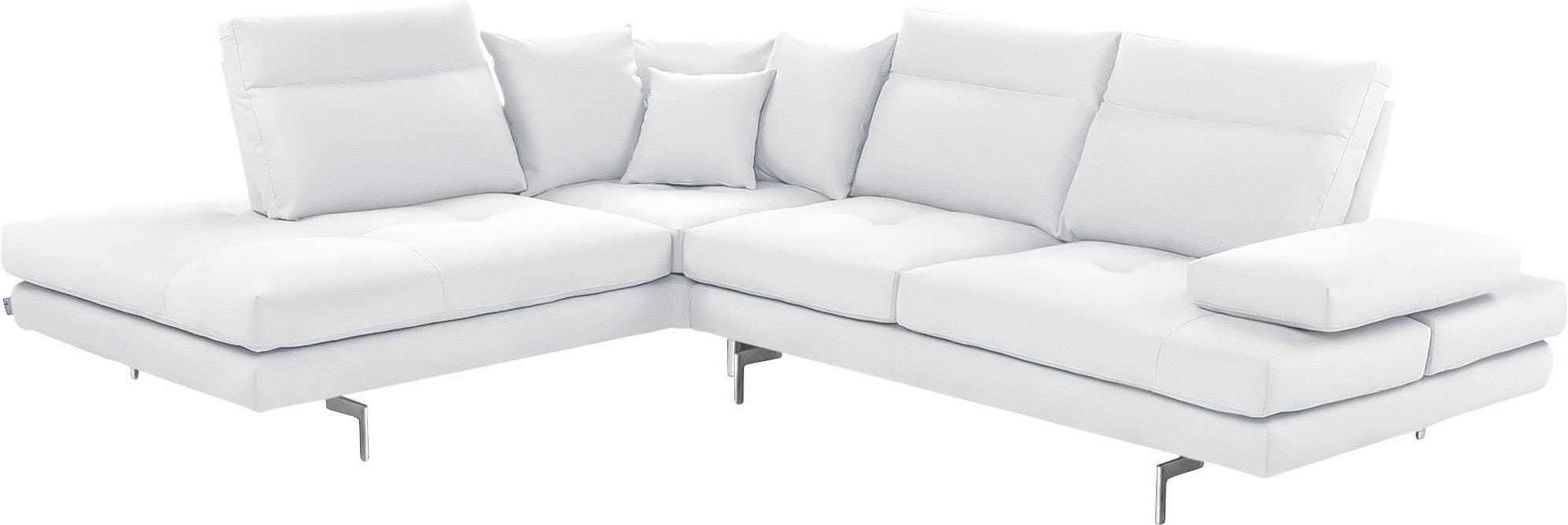 CALIA ITALIA Ecksofa "Toby Wing, B/T: 288/232 cm, Designsofa mit hohem Sitzkomfort, L-Form" Sitztiefenverstell.,wahlw. mit Kissen-Set, Füße chrom glänzend