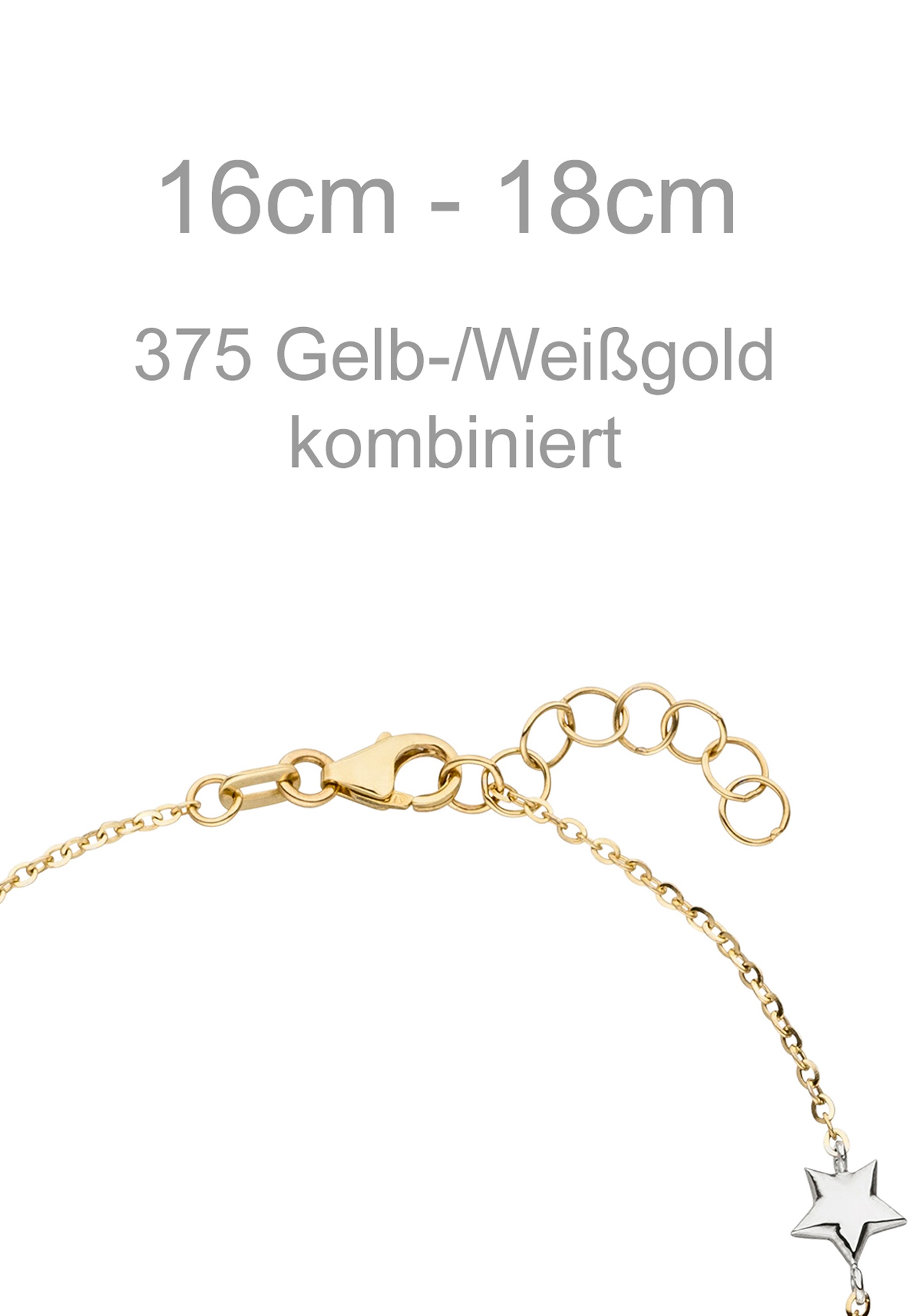 JOBO Armband »Sterne« 375 Gold bicolor 18 cm