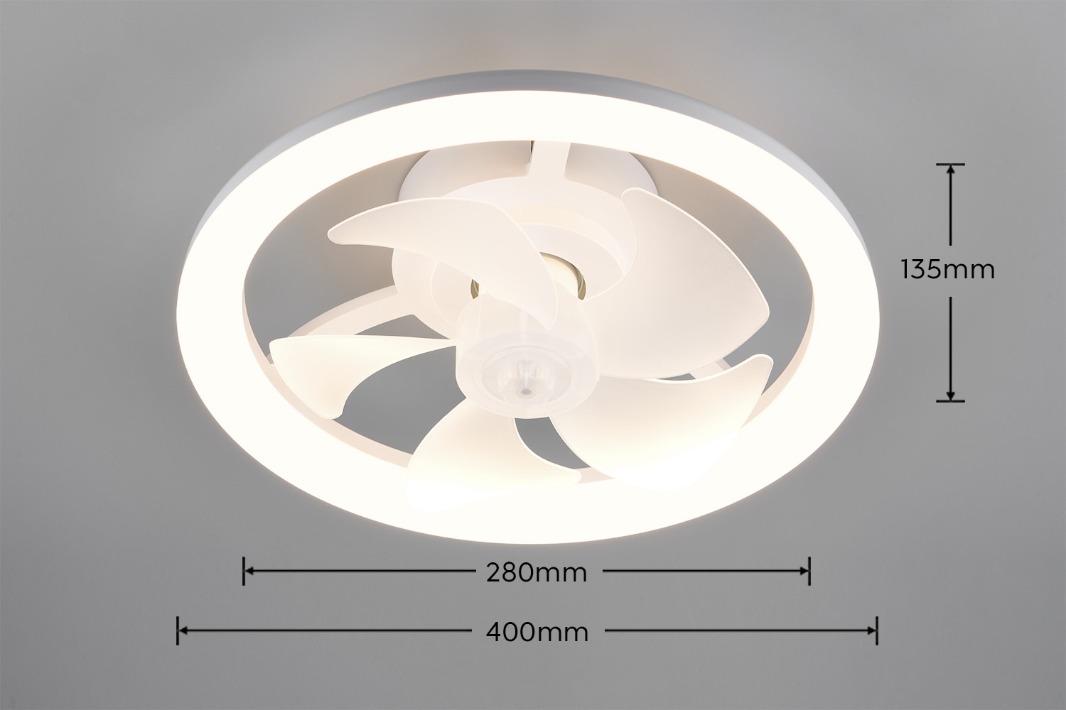 REALITY Leuchten LED Deckenleuchte »PAJALA mit Ventilator, Deckenventilator mit Licht, 22W LED CCT Ø 40cm« LED-Board 1 Stk. Farbwechsler | warmweiß - kaltweiß Fernbedienung 3 Geschwindigkeiten Timer Vor- & Rücklauf dimmbar