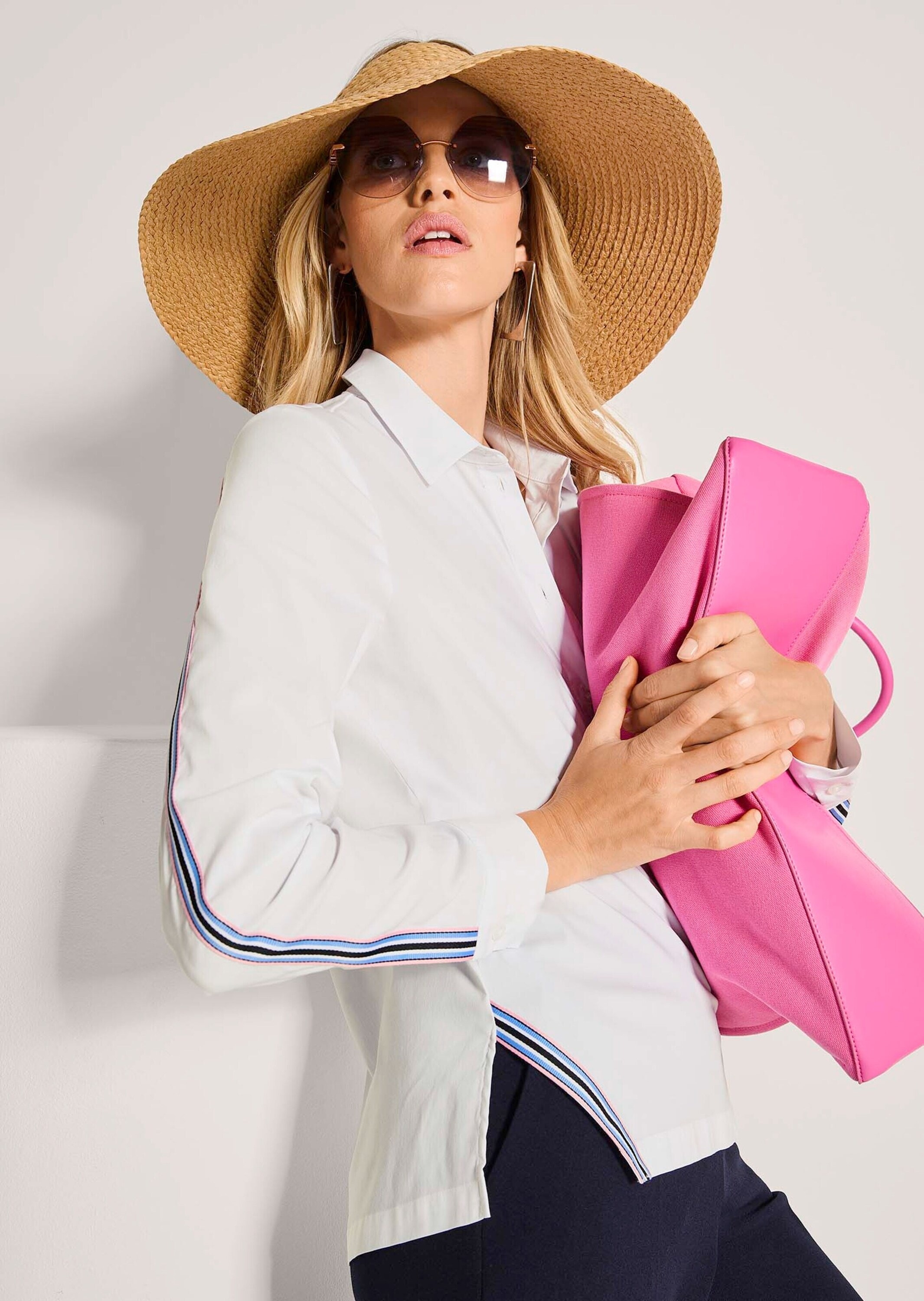 MADELEINE Langarmbluse »Hemdbluse Baumwollbluse mit Kontrastdetails«