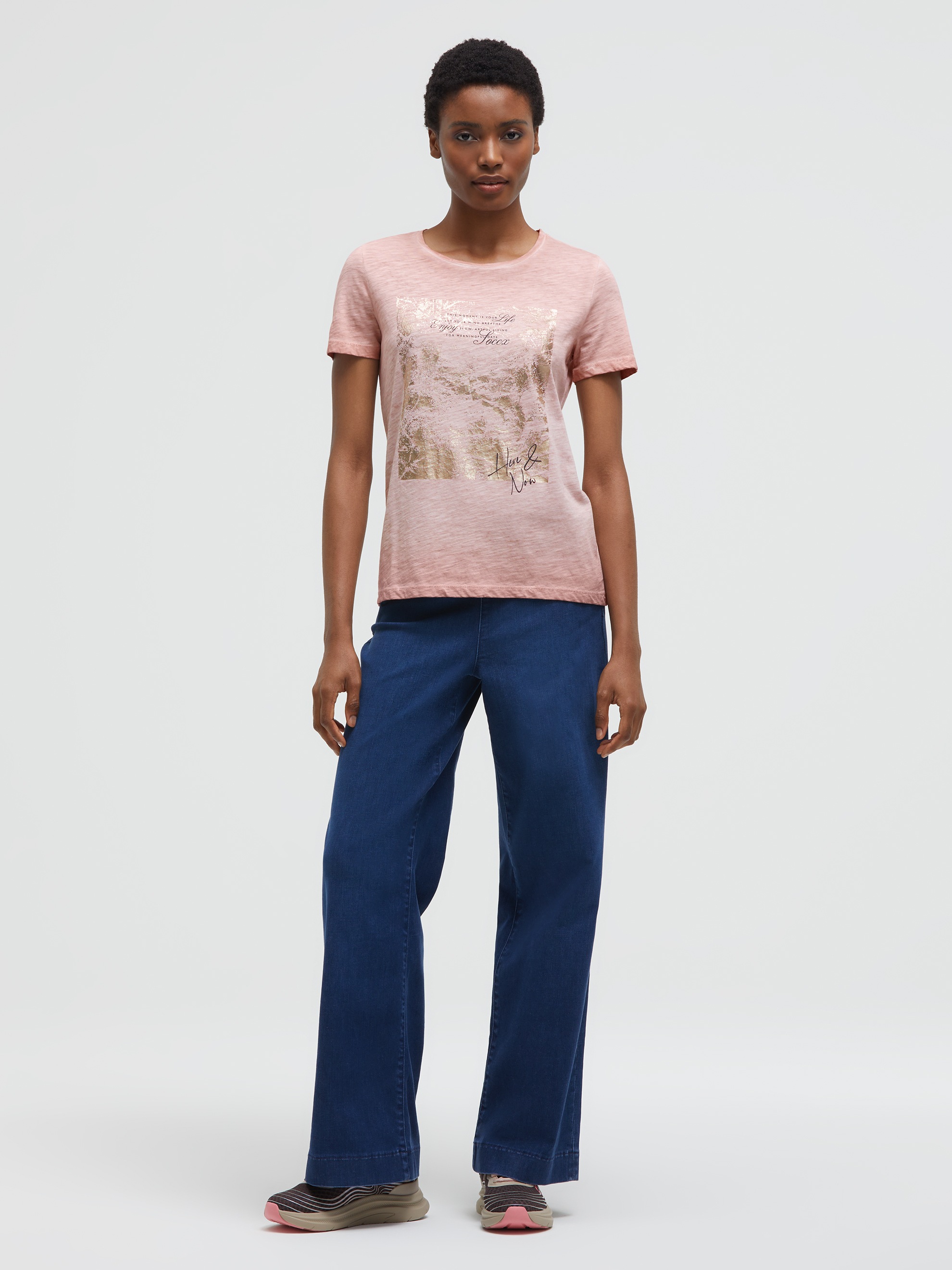 SOCCX Rundhalsshirt mit Glitzer-Print