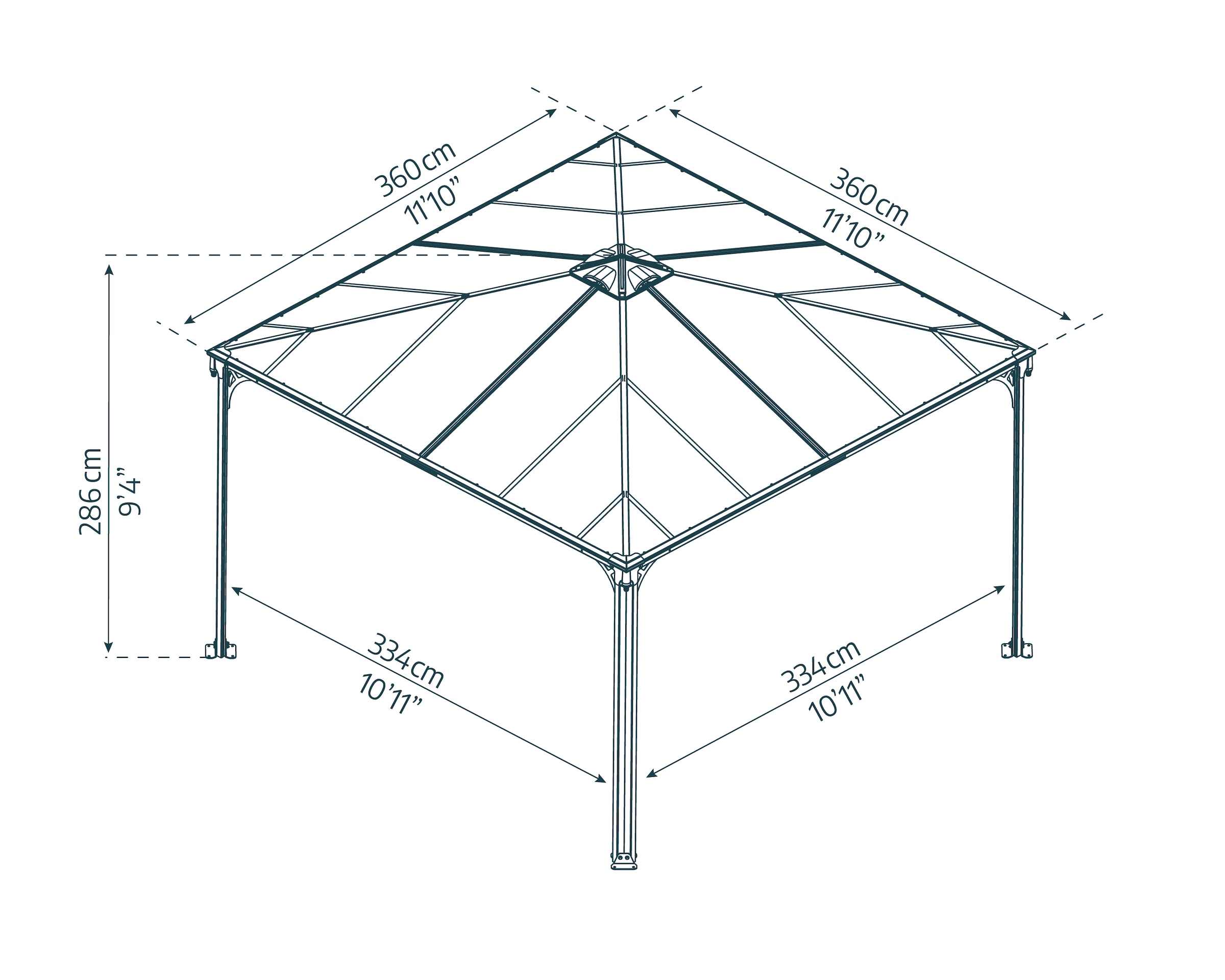 Palram - Canopia Pavillon »Palermo 3600«, BxT: 360x360 cm