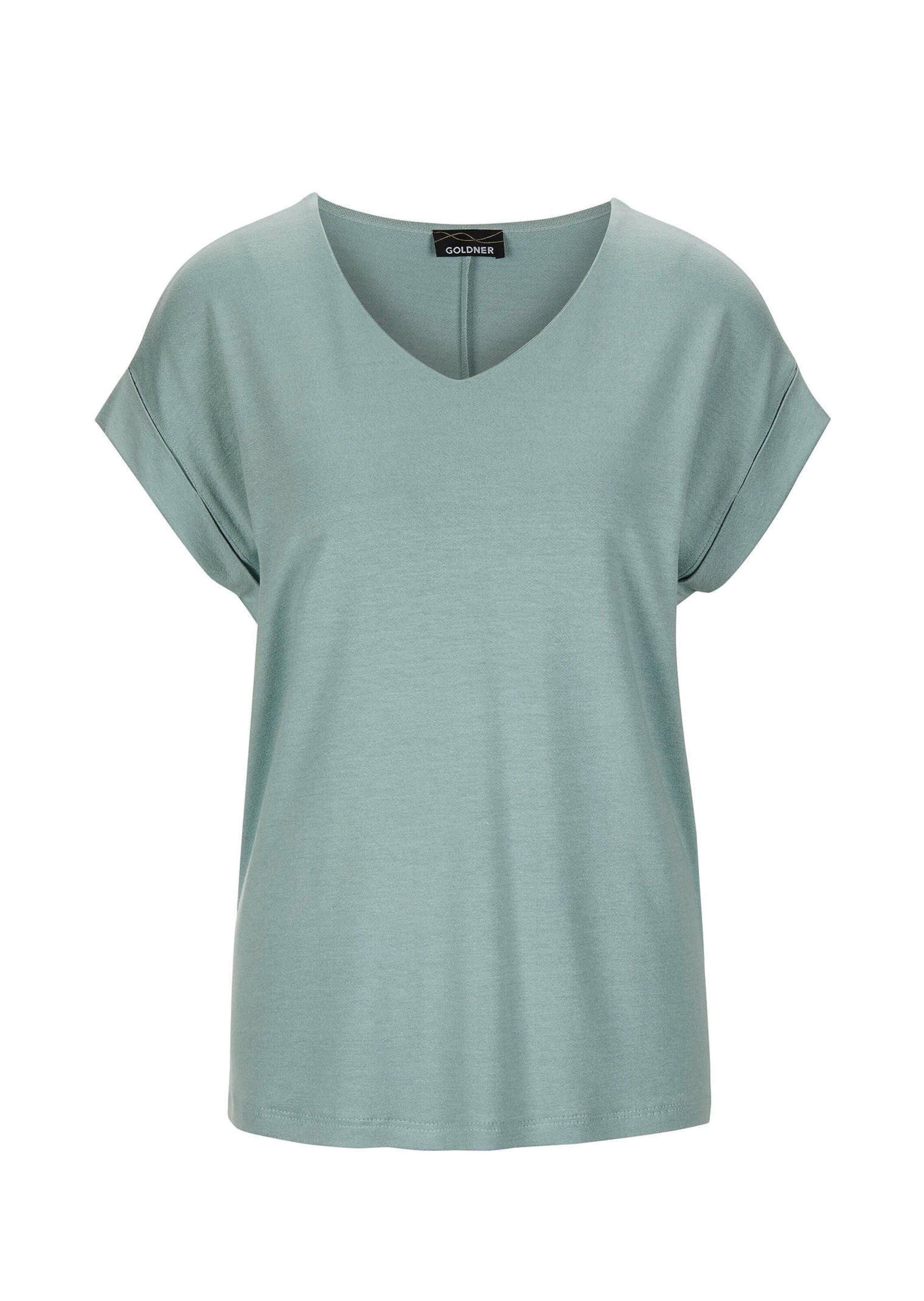GOLDNER Kurzarmshirt "Uni leichtes Shirt Viertelarm" kleiner Aufschlag am A günstig online kaufen