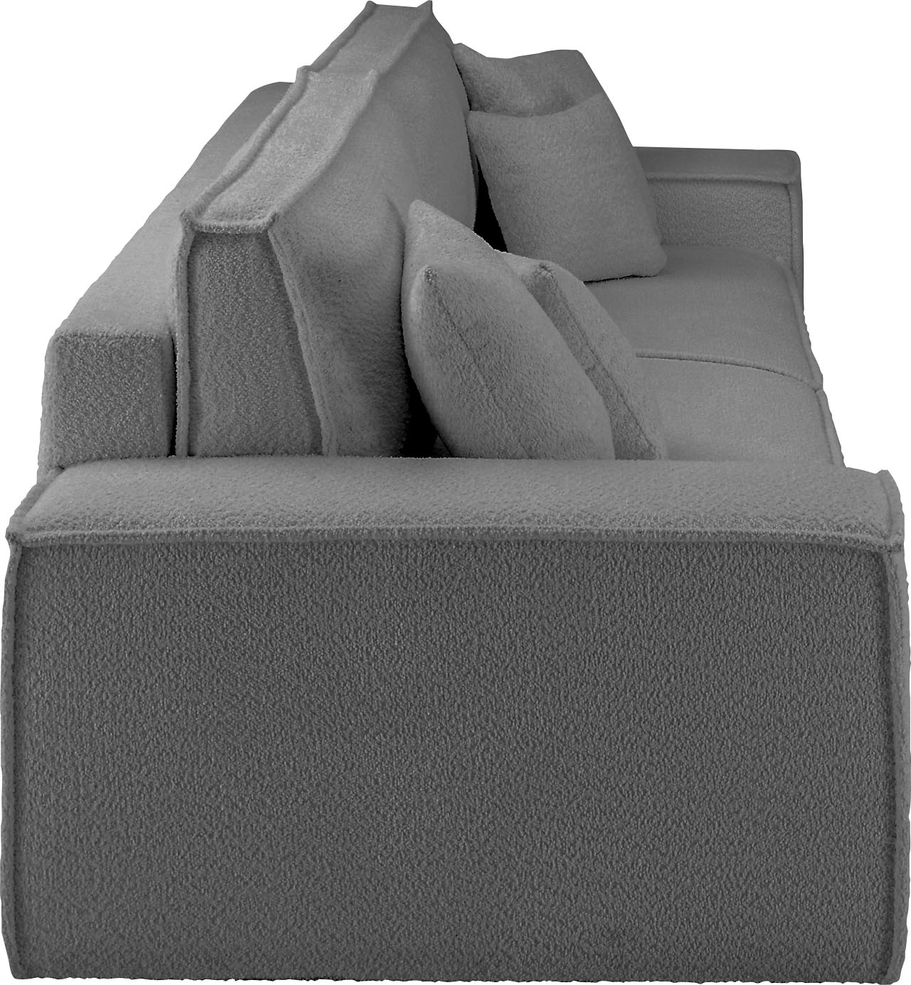 andas 3-Sitzer »FINNLEY Schlafsofa 257 cm, Schlaffunktion mit Bettkasten (200/136cm),«, in Aqua Clean-Bouclé u. Struktur fein