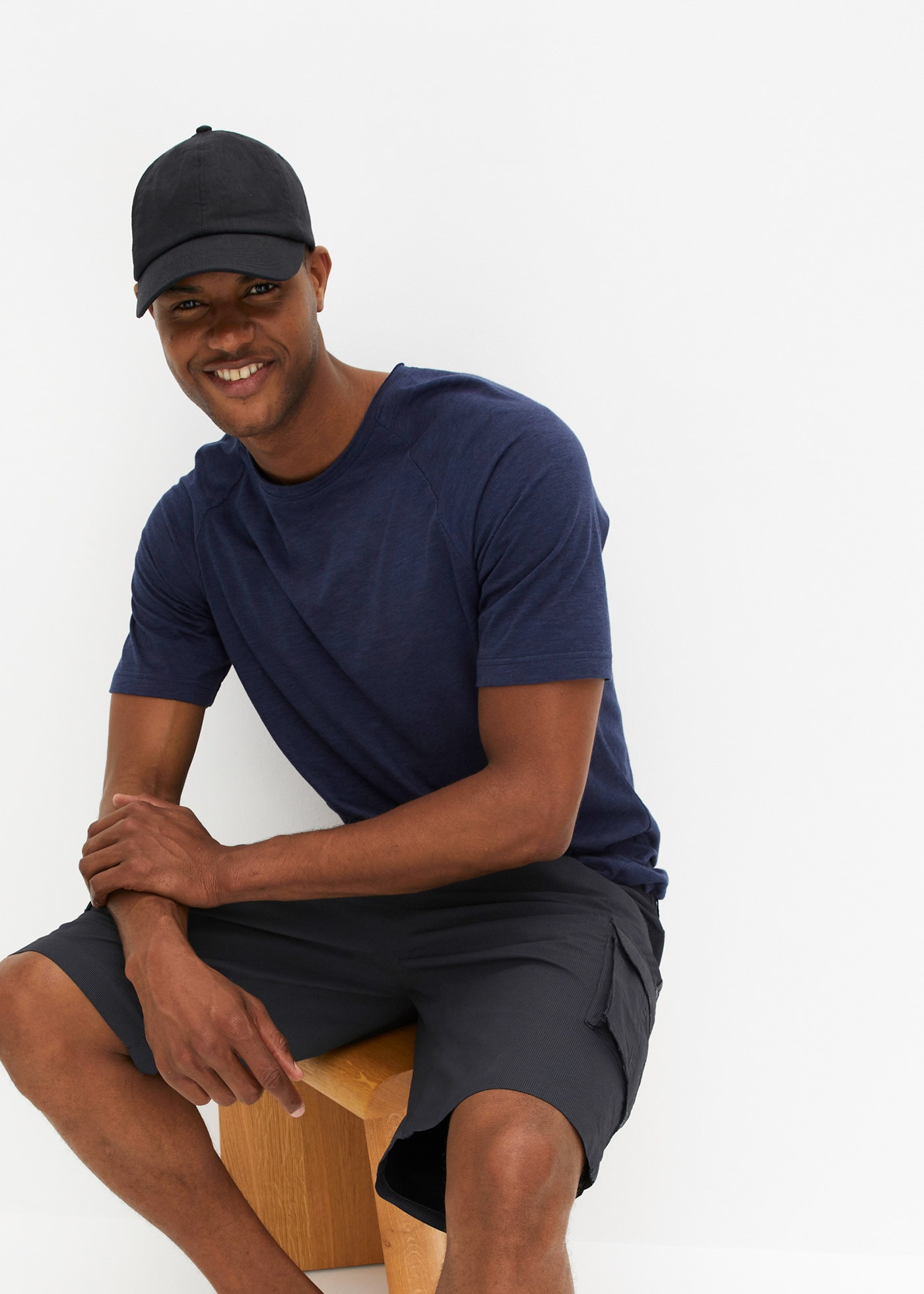 bonprix Cargobermudas  aus Baumwolle, Relaxed Fit, mit Minimalmuster, im Casual Stil