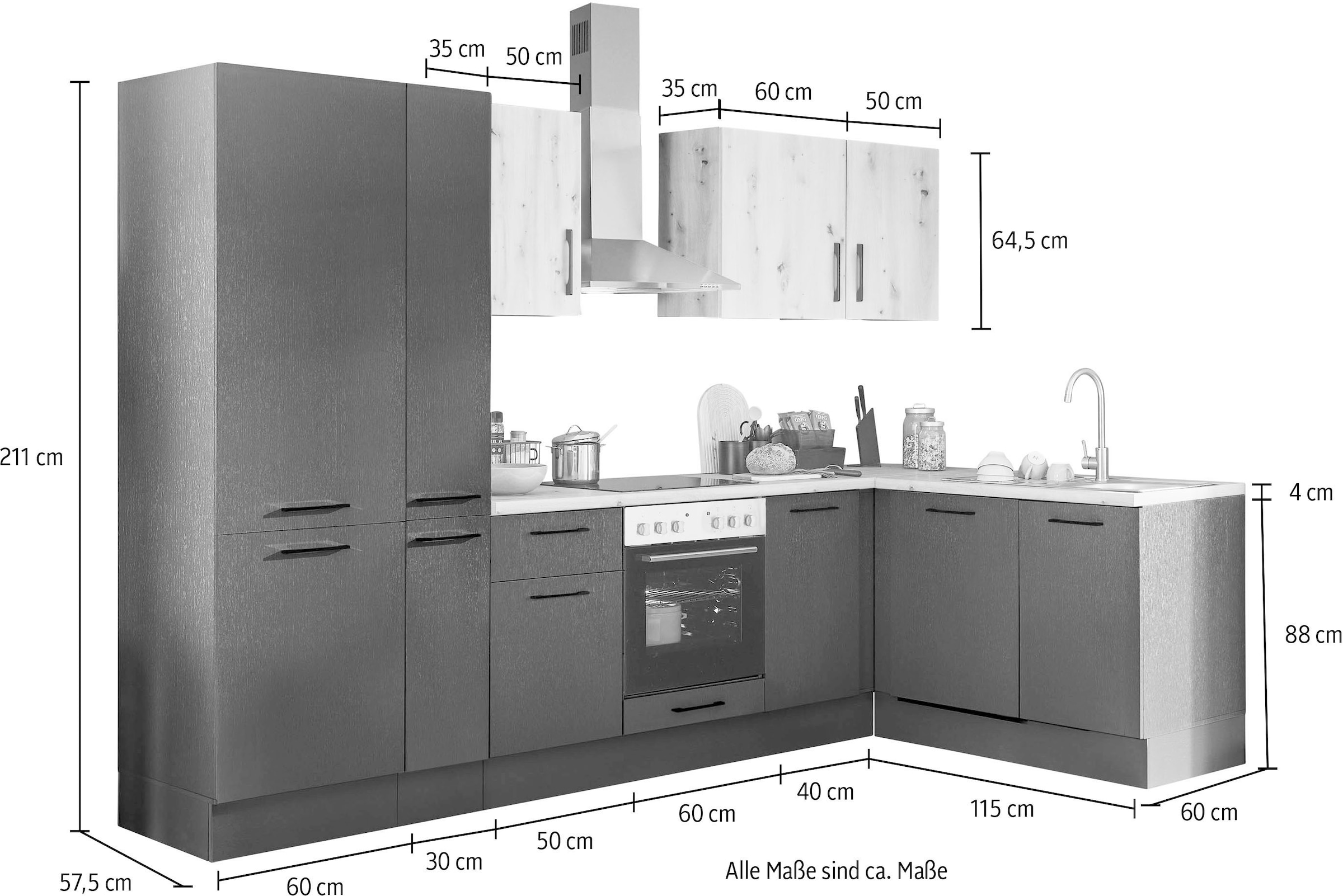 BASIC by Balculina Winkelküche »Turin«, Stellbreite 310x175 cm, wahlweise mit E-Geräten
