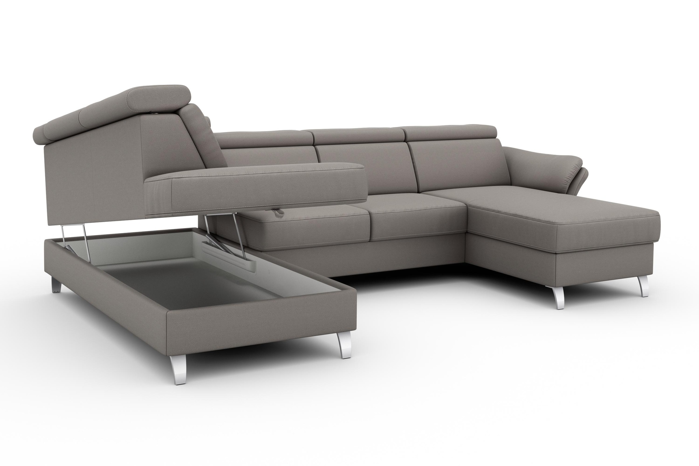 sit&more Wohnlandschaft »Vincenzo U-Form«, inklusive Kopfteilverstellung, wahlweise mit Bettfunktion, Bettkasten
