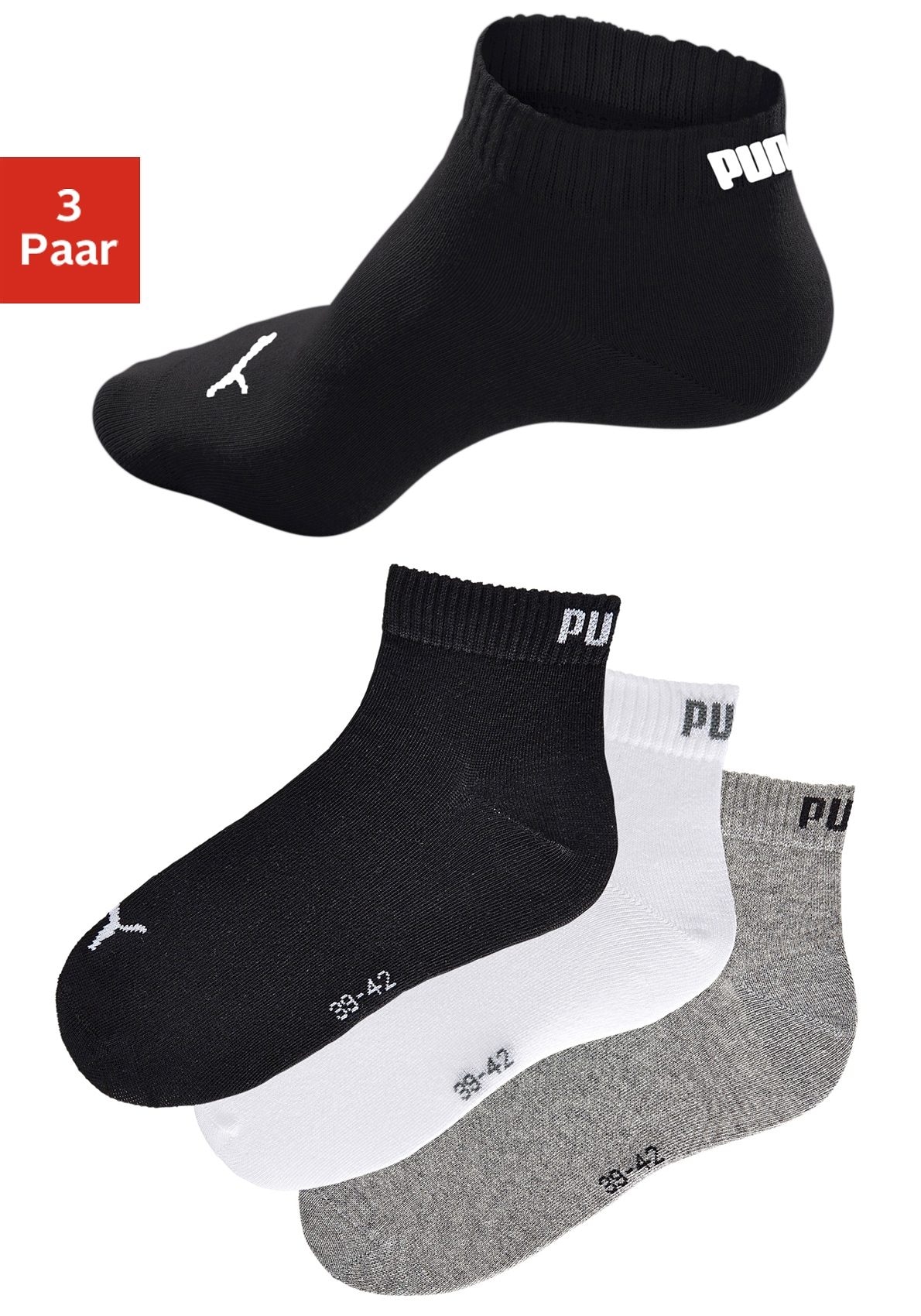 Kurzsocken, (3 Paar), mit Rippbündchen