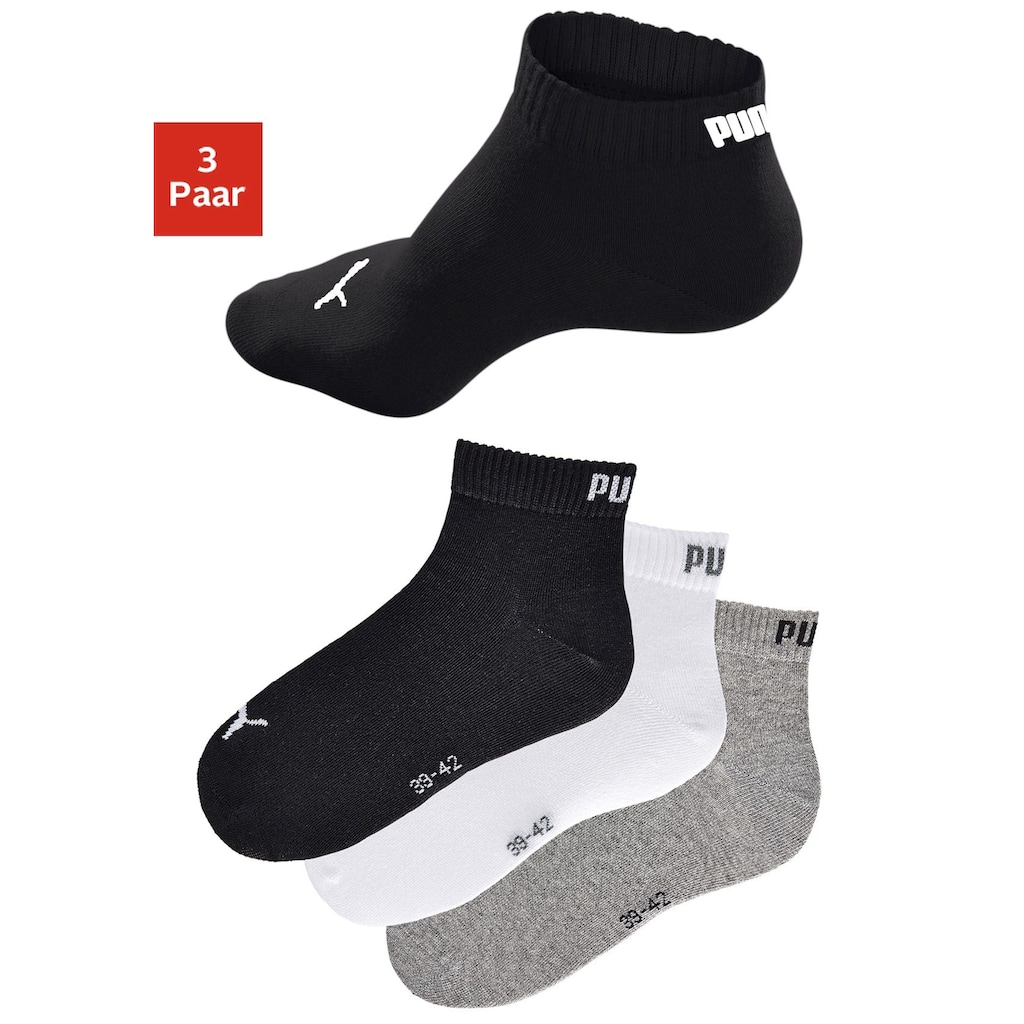 PUMA Kurzsocken, (3 Paar), mit Rippbündchen