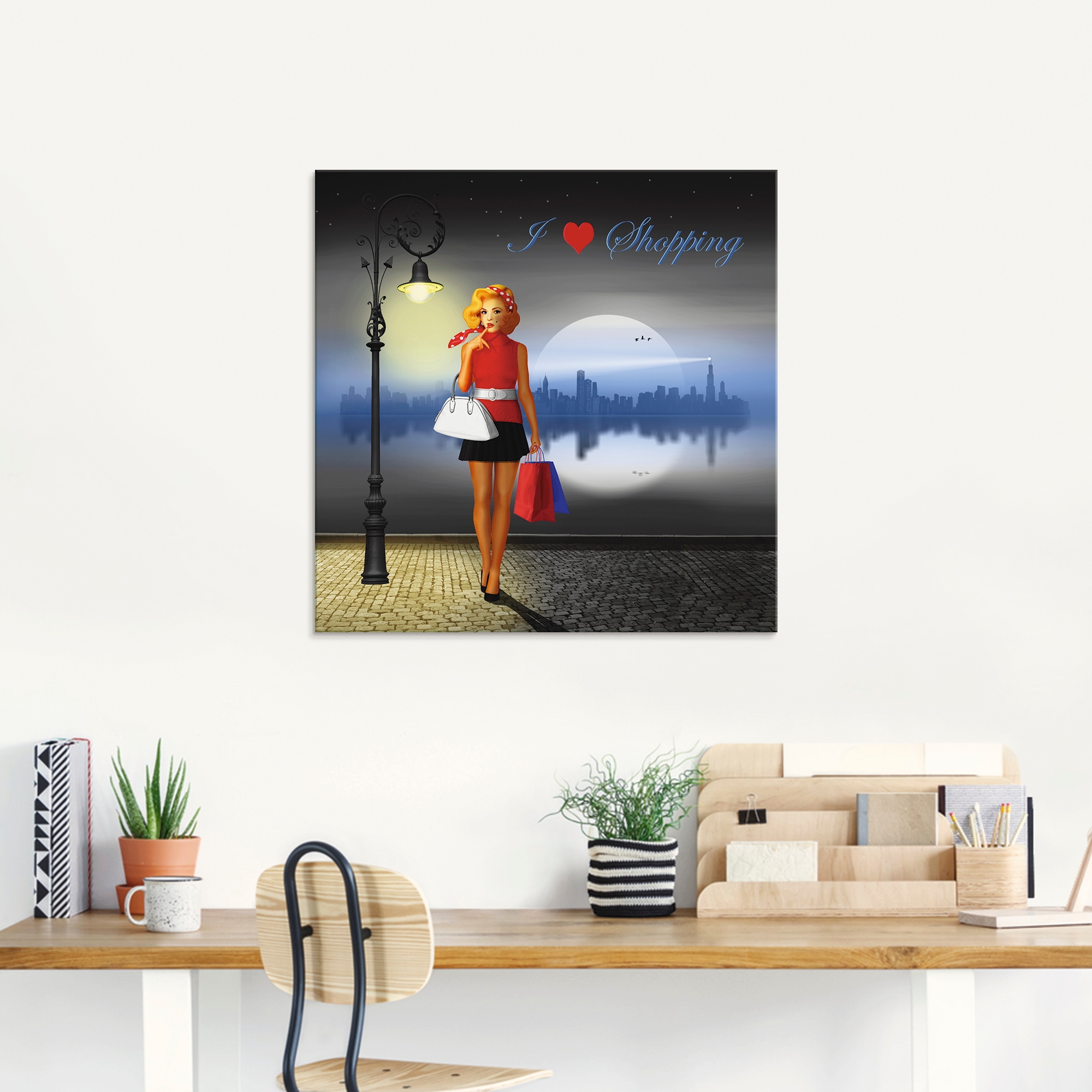 Artland Glasbild »Ich liebe Einkaufen«, Mode, (1 St.), in verschiedenen Größen