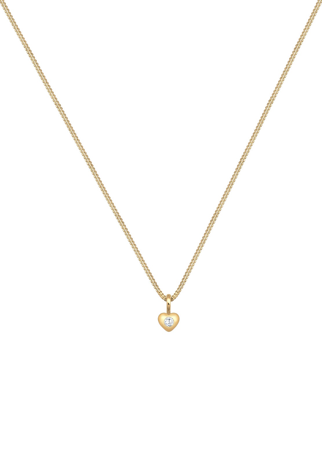 Elli Premium Kette mit Anhänger »Kinder Herz Geburt Taufe Zirkonia 585 Gelbgold«
