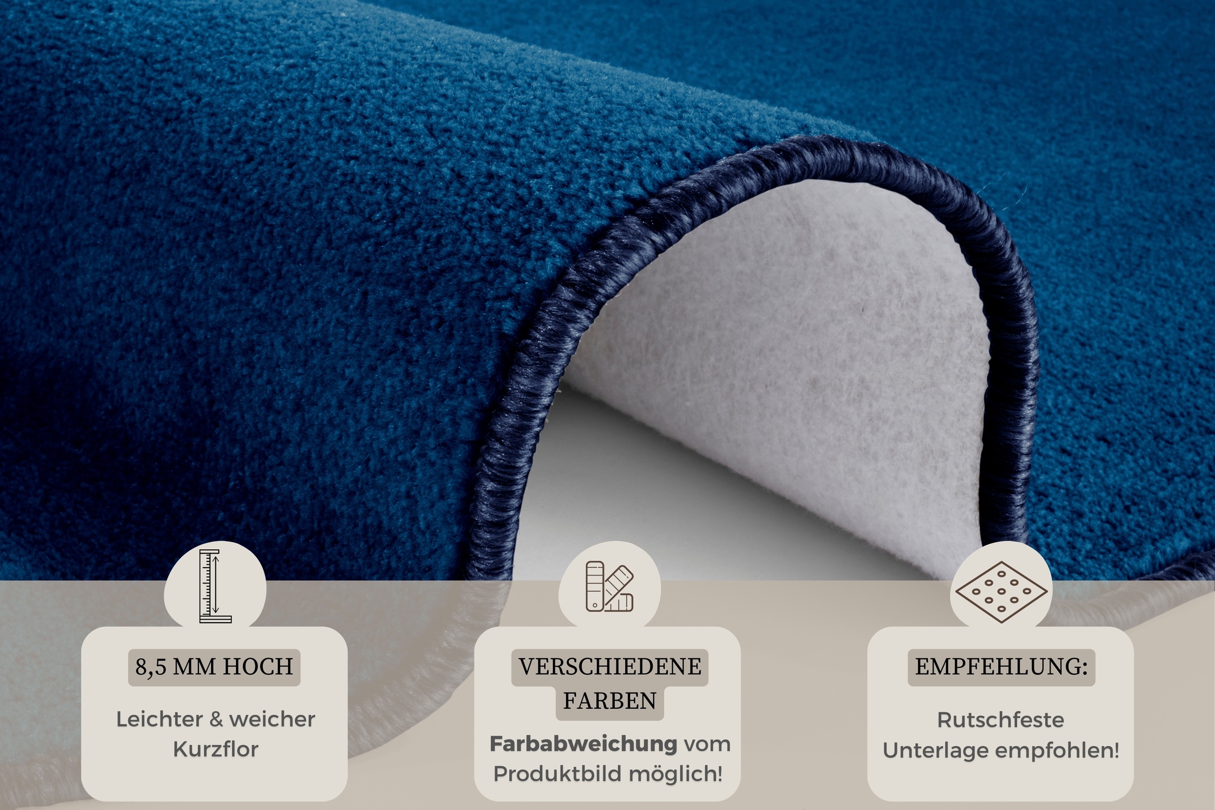 Teppich HANSE HOME "Shashi" Gr. 10, blau (dunkelblau), H:8,5mm Ø:200cm, Kunstfaser, Teppiche, Teppich, Kurzflor, Unifarben, Teppich, Weich, Esszimmer, Kinderzimmer, Flur 3