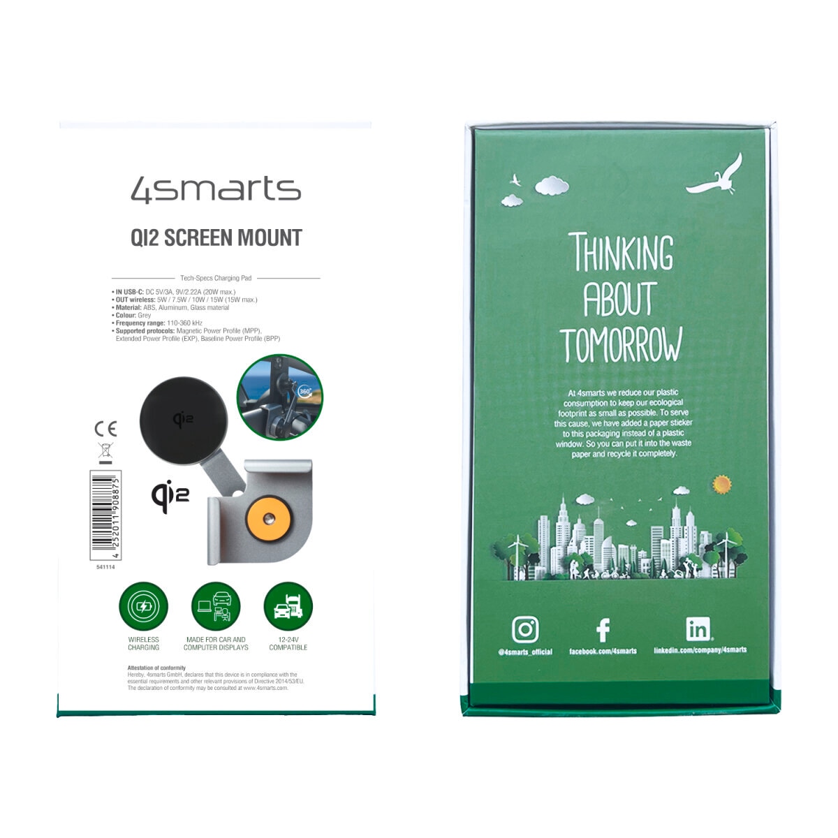 4smarts Wireless Charger »Qi2 Screen Mount«