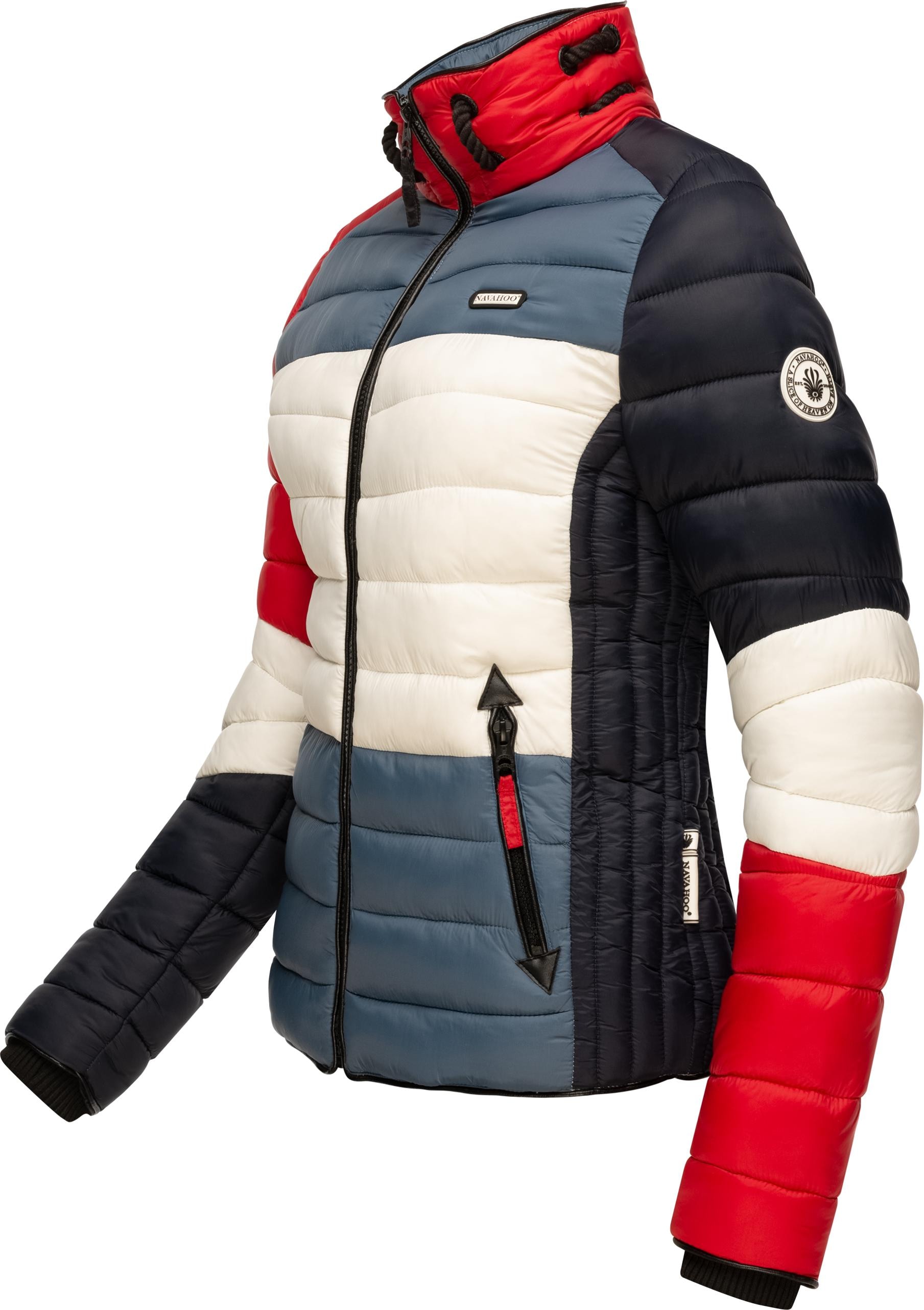 Navahoo Steppjacke »Lulana Multikulti«, mit Kapuze, leichte Übergangsjacke mit Kapuze im Colourblocking Stil