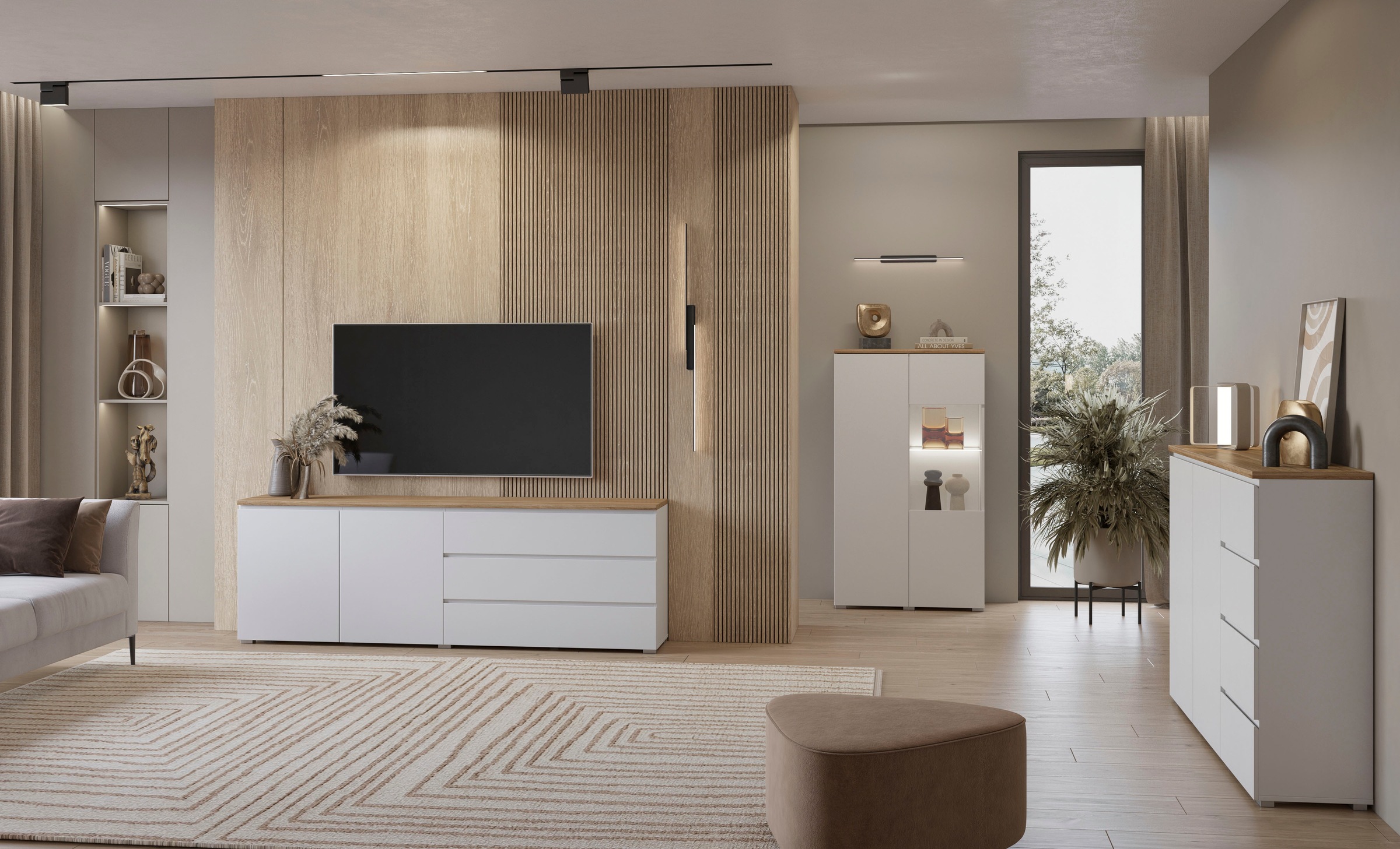 INOSIGN Highboard »Modo, Breite 150 cm, moderne grifflose Kommode 2Türen/4 SK«, Schubladenkommode mit viel Stauraum, Einlegeböden verstellbar