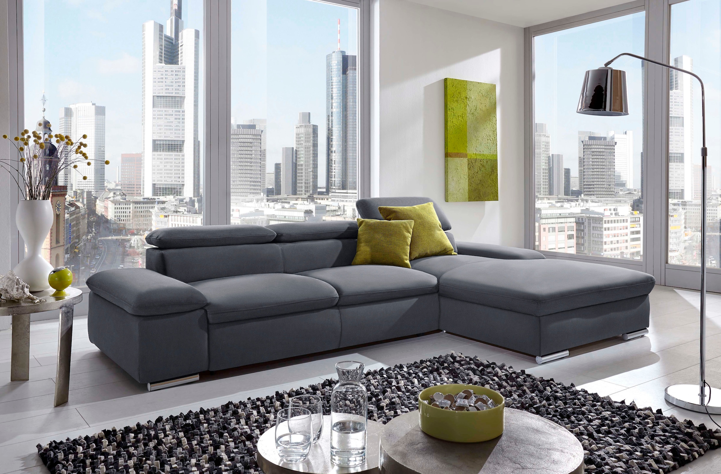 sit&more Ecksofa "Valantine L-Form, B: 286 cm" mit Arm- & Kopfteilverstellung, optional mit Schlaffunktion