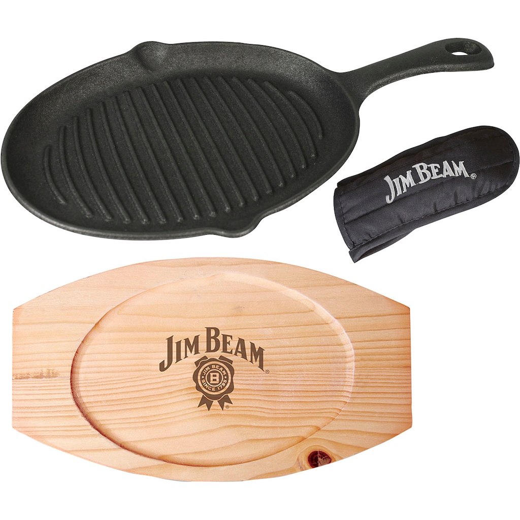 Jim Beam BBQ Grillpfanne, Gusseisen, (Set, 3 tlg.)