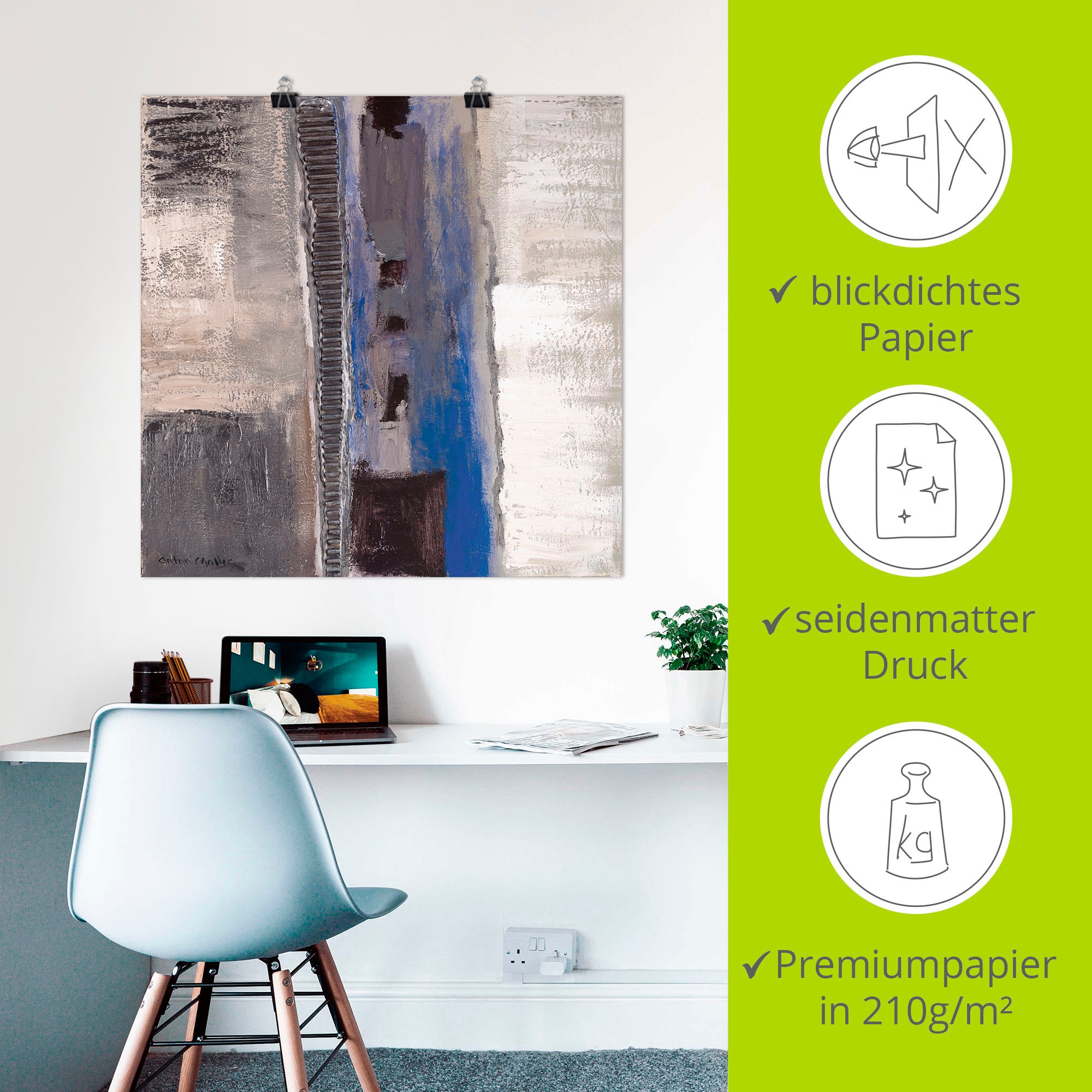 Artland Wandbild »Blau-silber Abstrakt II«, Muster, (1 St.), als Leinwandbild, Poster in verschied. Größen