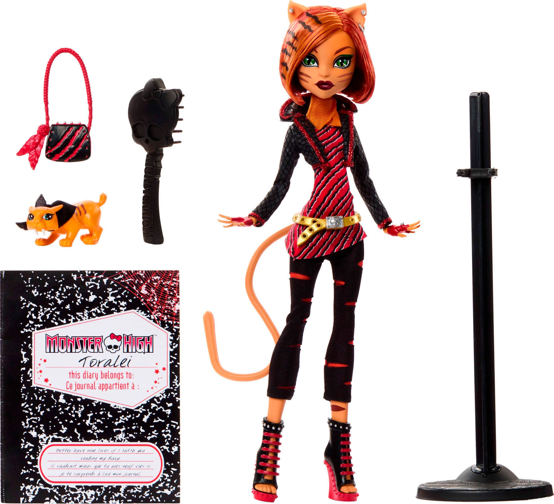 MonsterHigh™ Anziehpuppe »Reproduktion der ursprünglichen Toralei-Puppe«, mit Tagebuch, Puppenständer und Haustier