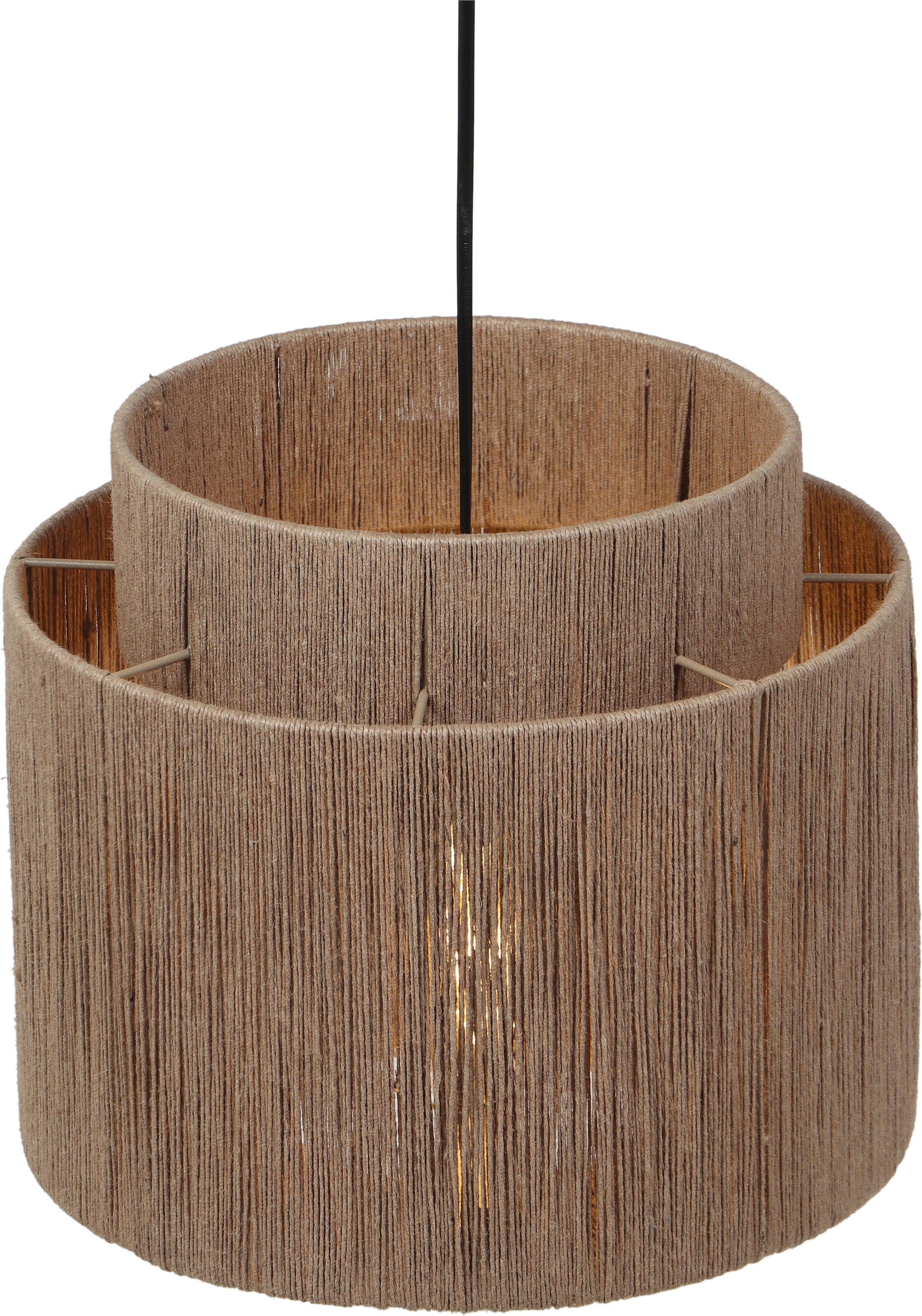 TRIO Leuchten Pendelleuchte »SMILLA, runde Hängelampe mit Jute Lampenschirm Ø 31 cm Höhe 150cm« E27 1 Stk. warmweiß - kaltweiß exkl 1x E27 max 10W, Hängeleuchte Küche Schlafzimmer Esszimmer