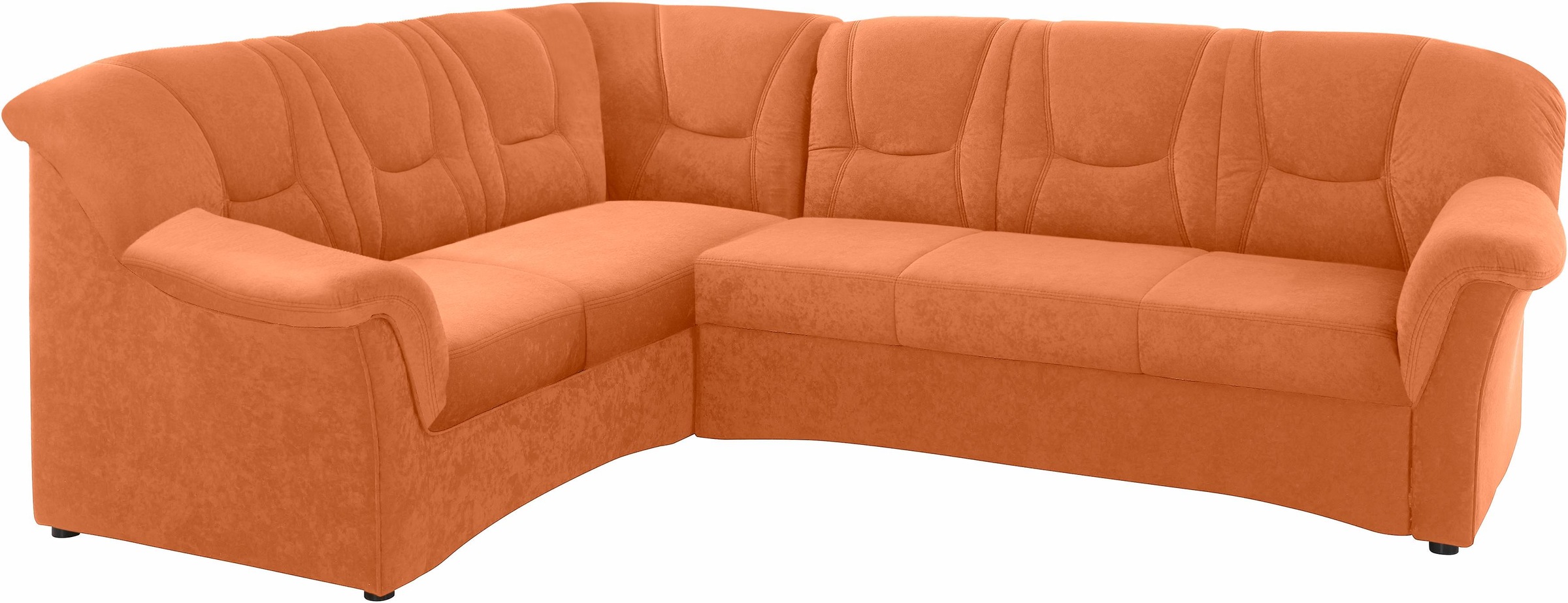 Ecksofa DOMO COLLECTION "Sarafina zeitlos&bequem, optional mit Federkern, Breite 240cm, L-Form", orange (terrakotta), B:240cm H:83cm T:190cm, Microfaser PRIMABELLE (100% Polyester) / Struktur (90% Polyester; 10% Polyacryl);Luxus-Microfaser (92% Polyester, 6