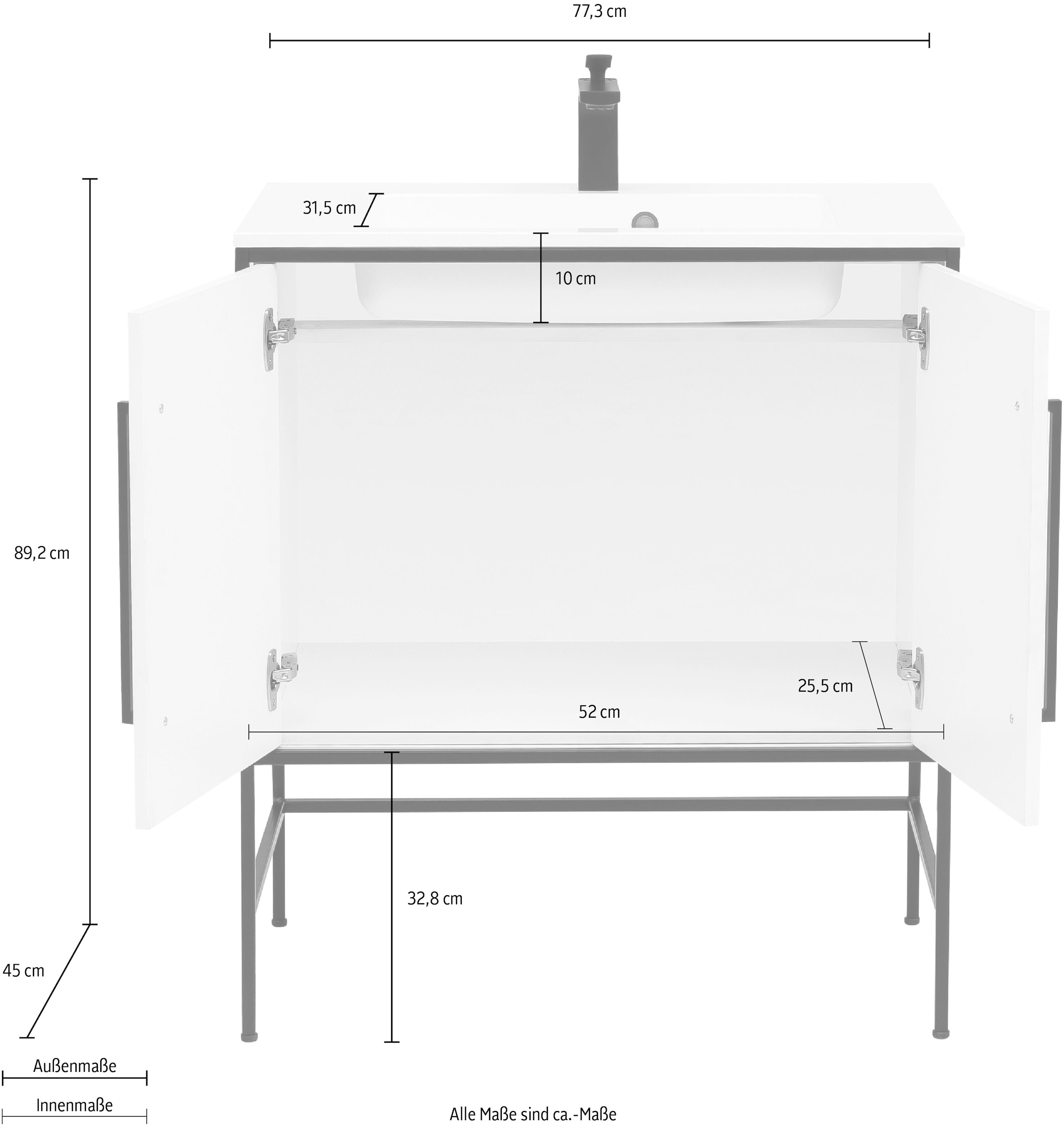 Schildmeyer Waschtisch »Moris« mit Mineralgussbecken, Breite 77 cm
