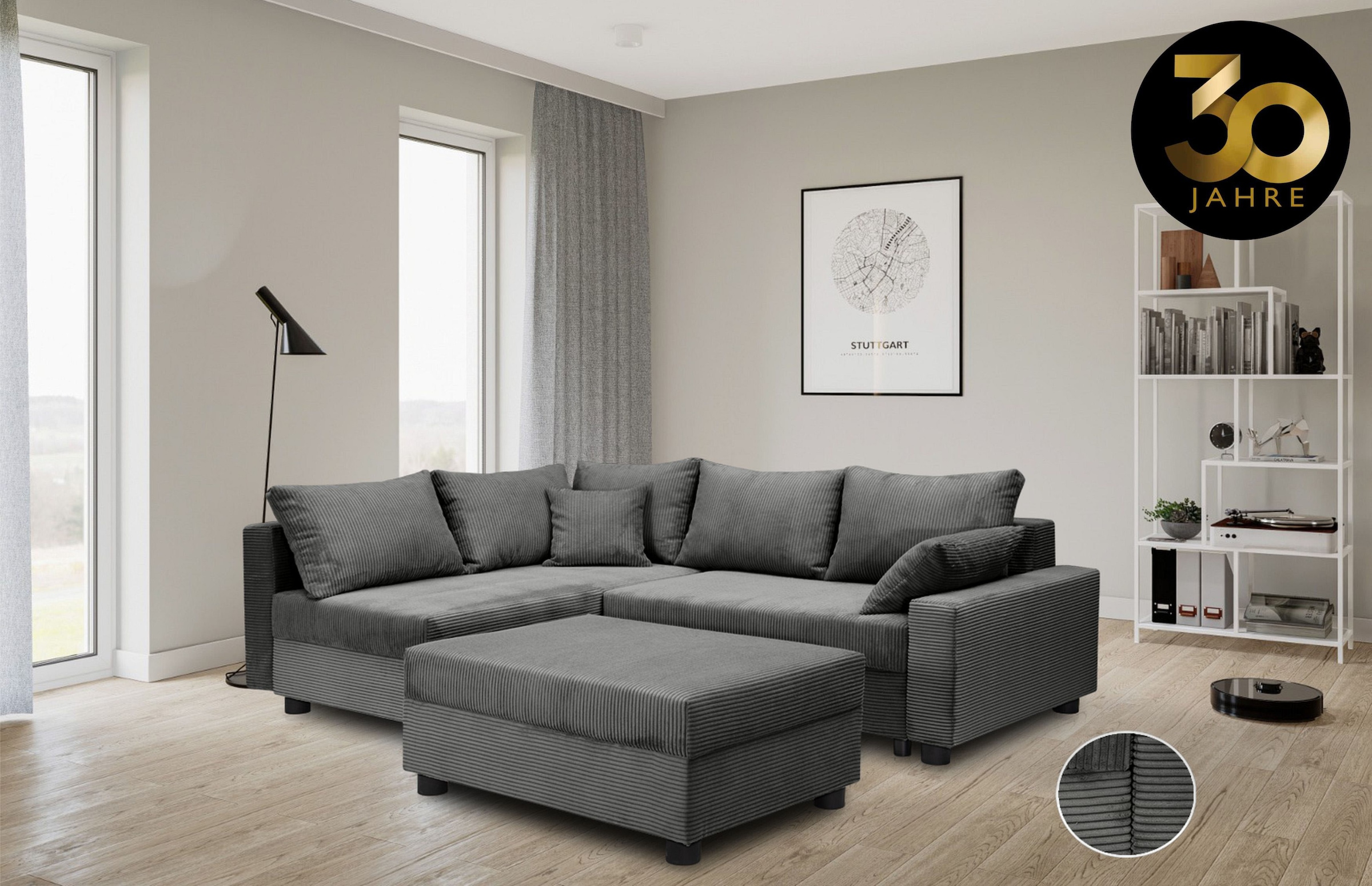 COLLECTION AB Ecksofa »30 Jahre Jubiläums-Modell Parma L-Form«, inkl. Bettfunktion und Bettkasten, in Cord, frei stellbar