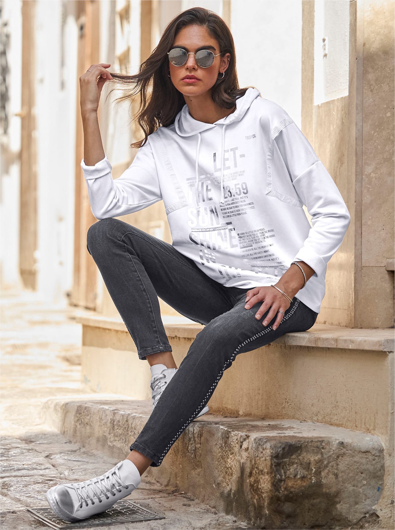 heine Langarmshirt "Kapuzen-Shirt" 1 Stk. tlg. günstig online kaufen