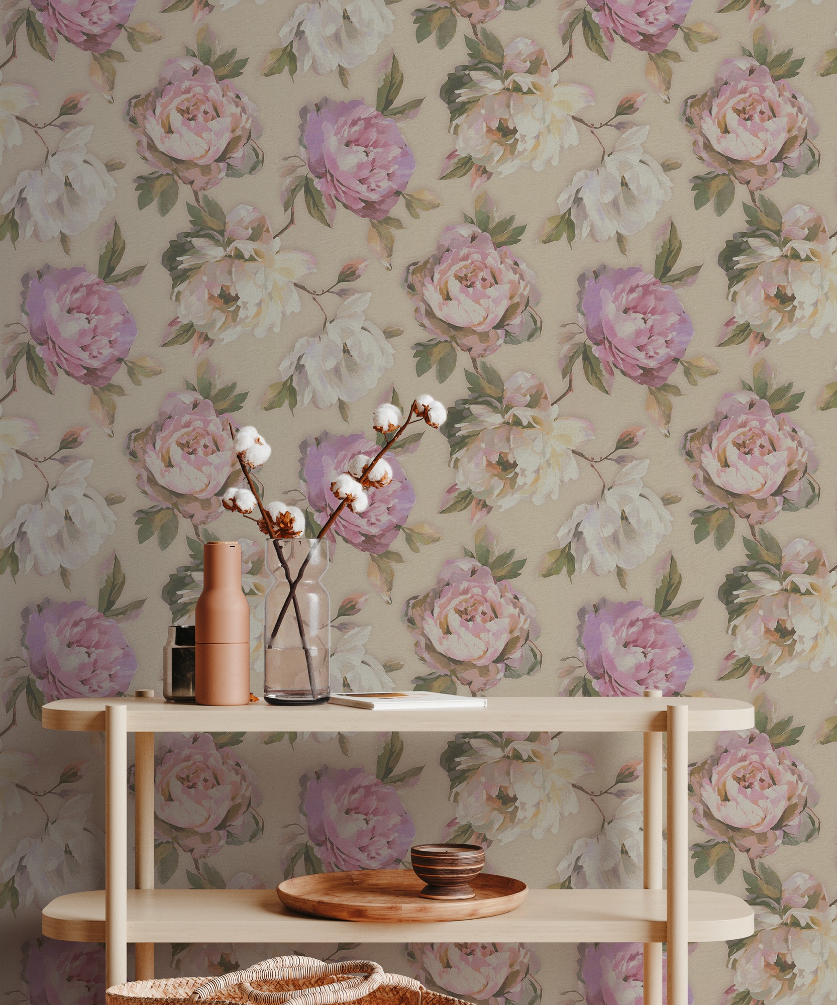 A.S. Création Vliestapete »PintWalls II Blumen-Tapete Mustertapete Rosen Blumen«, matt, Vliestapete Pfingstrosen für Schlafzimmer Küche Wohnzimmer Blumen Flur