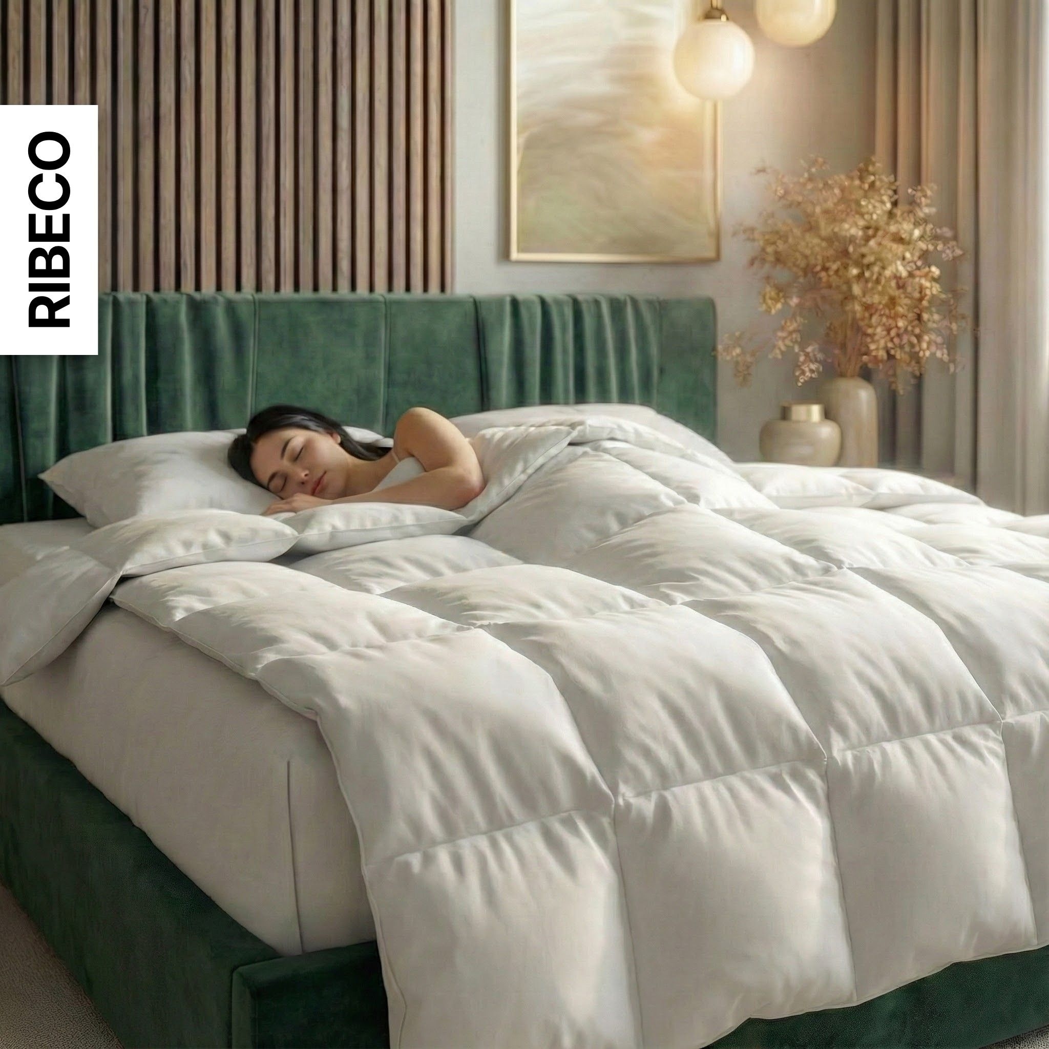 RIBECO 1100000002199 »Laram, Bettdecken für Sommer oder Winter, Made in Germany« leicht Füllung 90 % Federn, 10 % Daunen 1 Stk. tlg. Super Preis-Leistung, Bettdecke 135x200 cm oder 155x220 cm, Decke