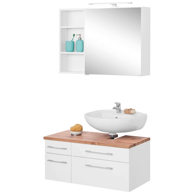 HELD MÖBEL Badmöbel-Set »Davos«, (3 St.), Spiegelschrank, Regal und  Waschbeckenunterschrank bestellen | BAUR
