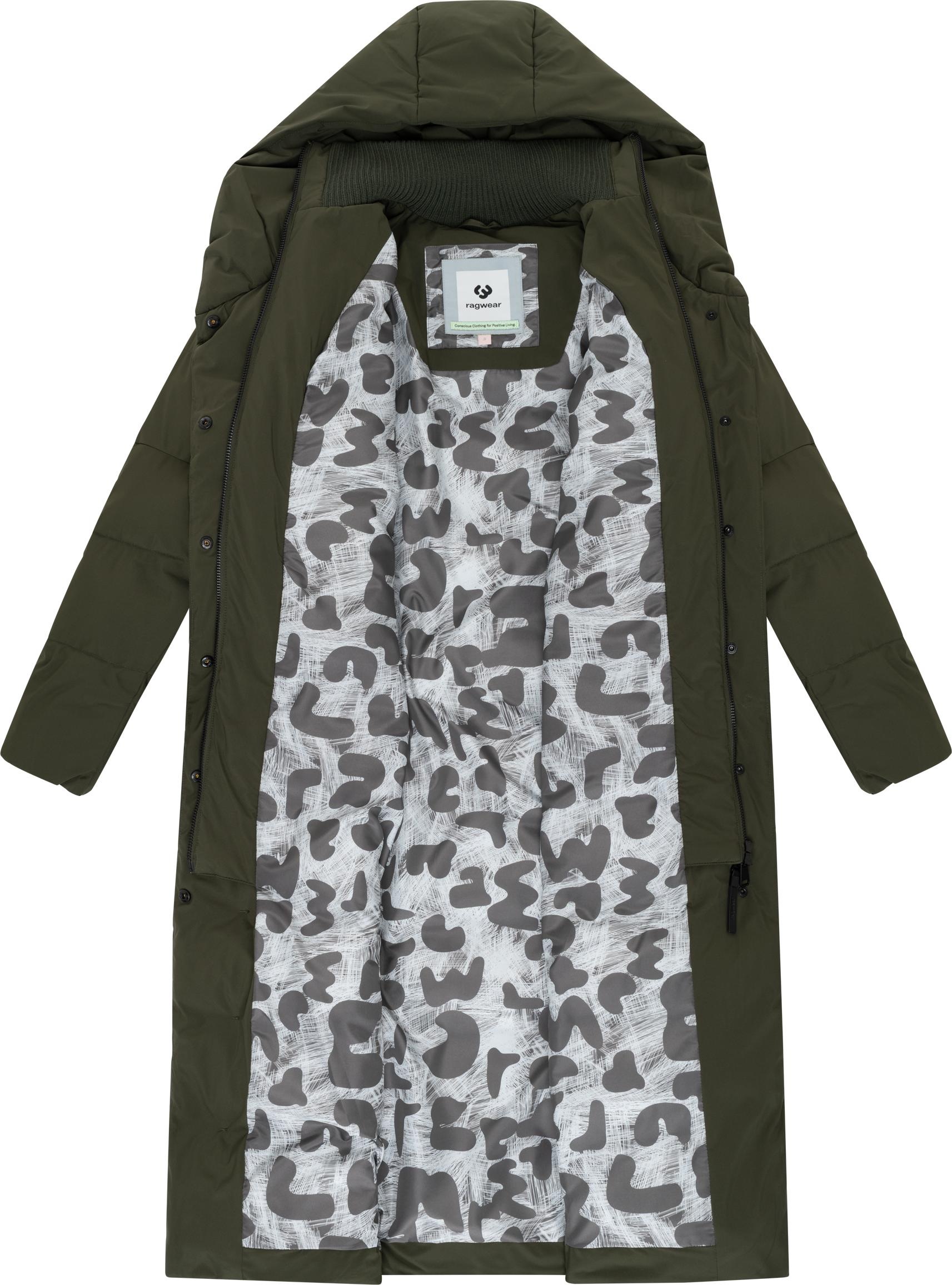 Ragwear Steppmantel »Niani Long«, Langer warmer Wintermantel mit Bindegürtel
