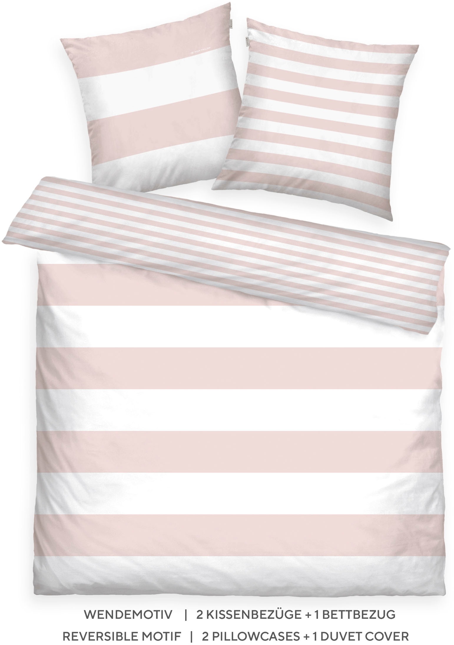 Thumbnail - TOM TAILOR HOME Wendebettwäsche "SIENA in Gr. 135x200cm, 155x220cm oder 200x220cm" 3 Stk. tlg. gestreifte Bettwäsche aus...