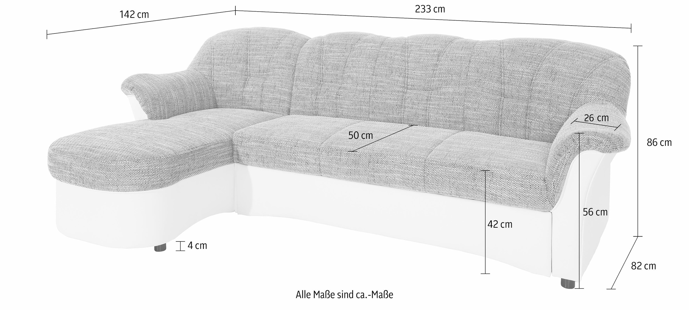 DOMO collection Ecksofa »Flores Schlafsofa, B/T/H:  233/142/86 cm, L-Form« wahlweise mit Bettfunktion, wahlweise mit Federkern, auch in Leder