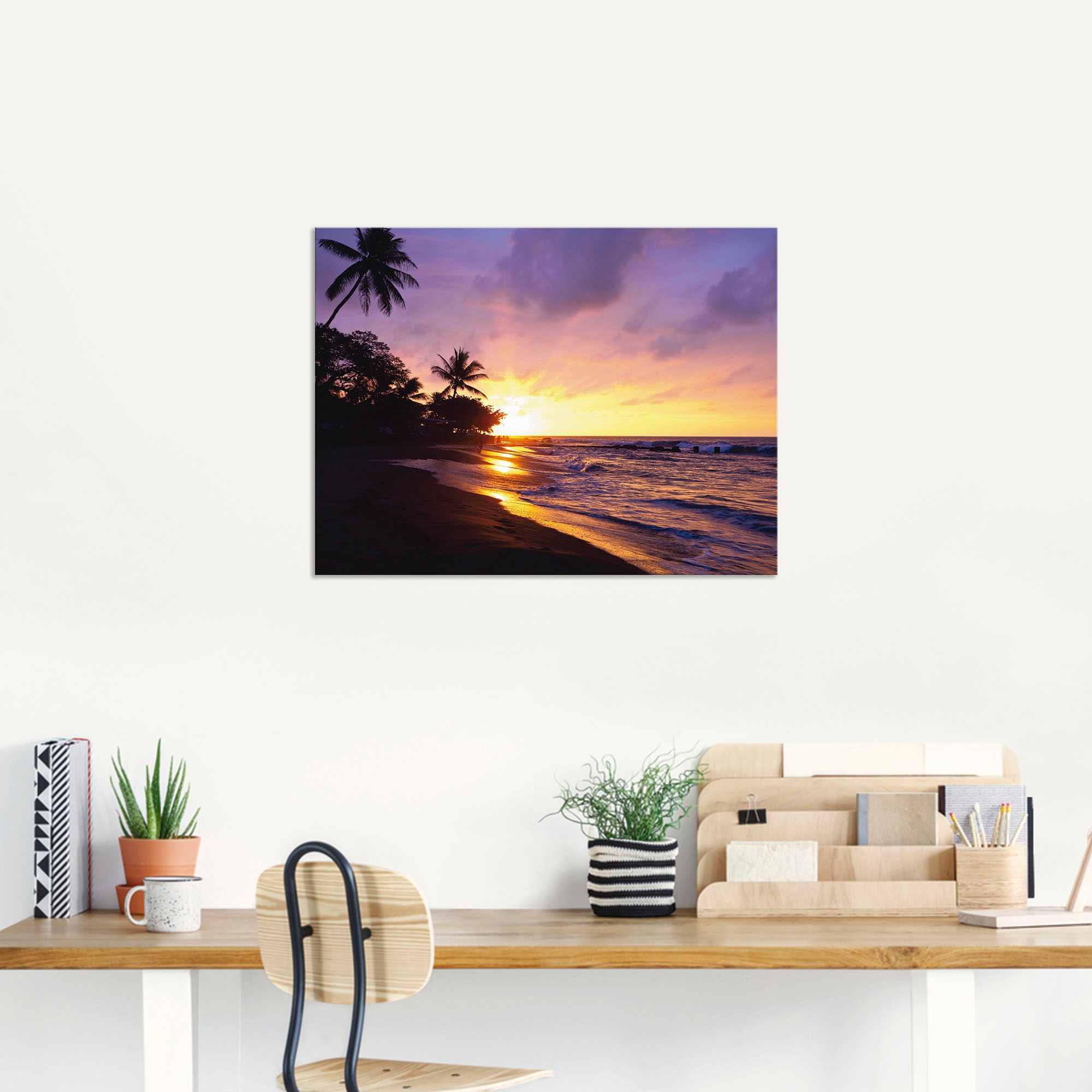 Artland Wandbild »Tropischer Strand«, Sonnenaufgang & -untergang, (1 St.), als Alubild, Outdoorbild, Leinwandbild, Poster, Wandaufkleber