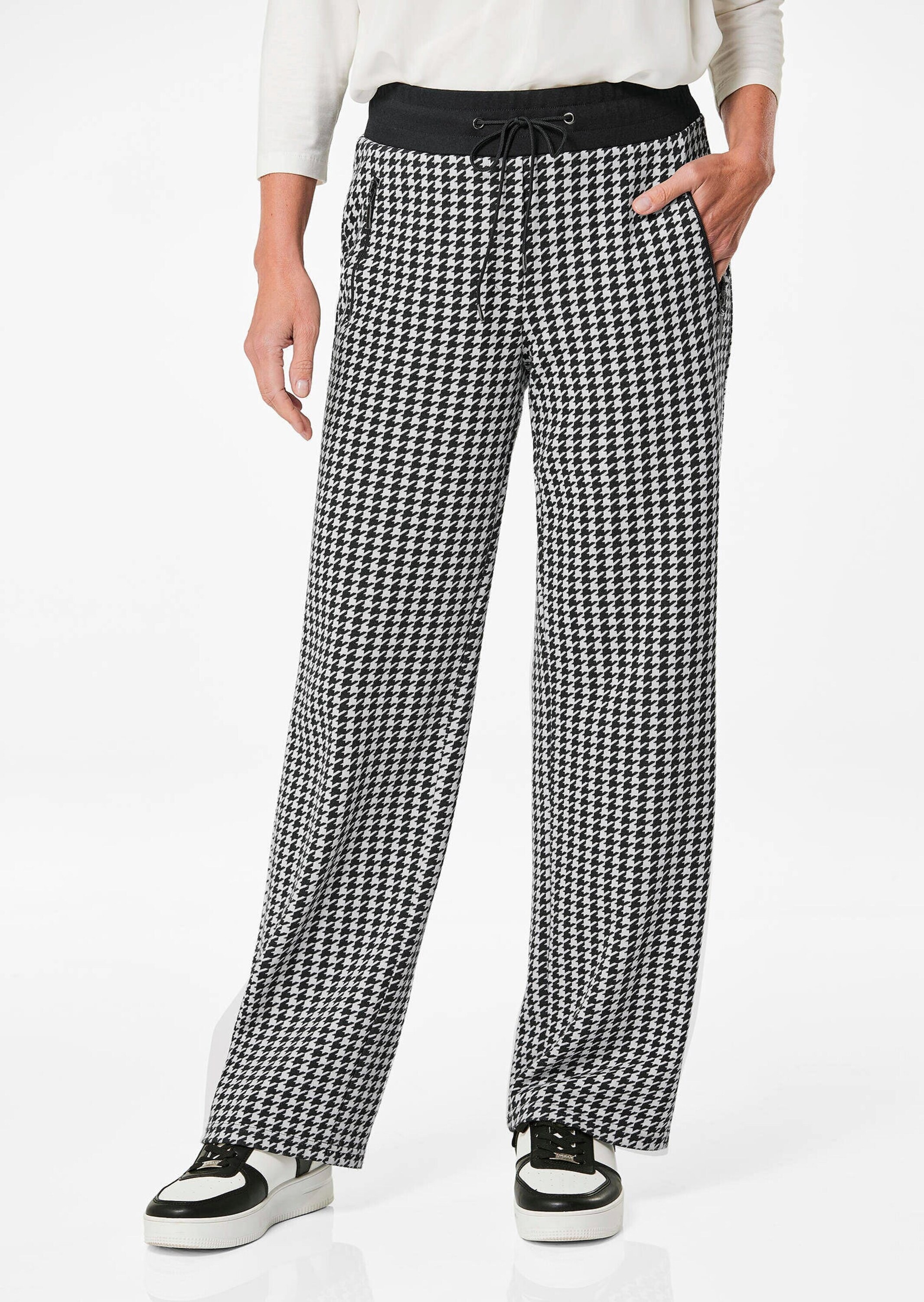 GOLDNER Schlupfhose »Kurzgröße Moderne Viskosehose mit Jacquardmuster«