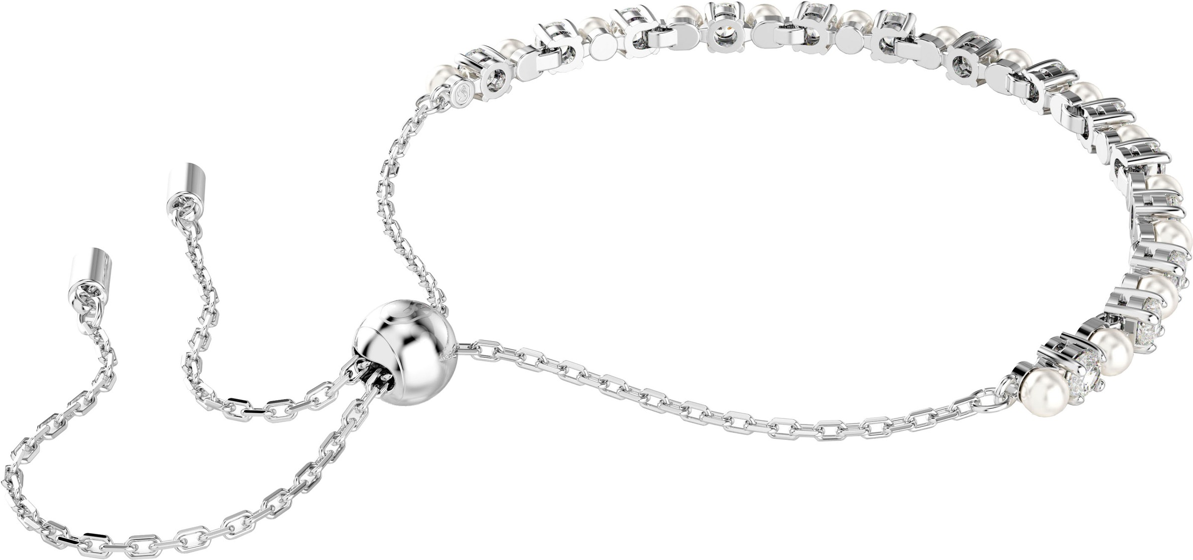 Armband SWAROVSKI "Schmuck Geschenk Matrix Armkette" Gr. M, silber (metallfarben, kristallweiß, weiß, kristallweiß), Armbänder, Damen, M, Metall Perlen, Metall, Perlen, Armband, mit Swarovski Kristall - mit Swarovski Perle 8