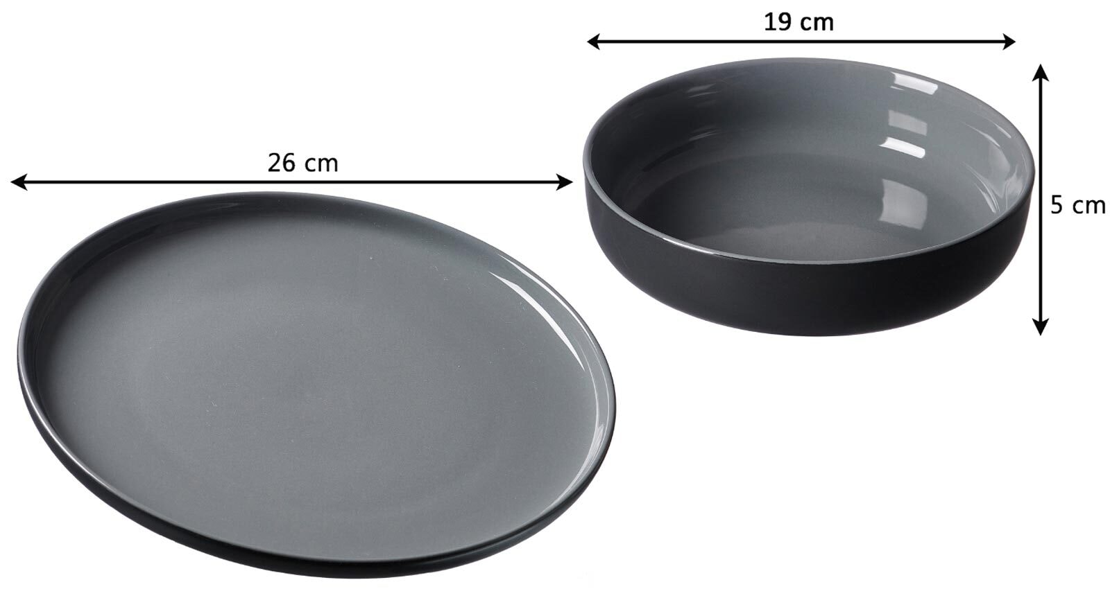 Ritzenhoff & Breker Geschirr-Set »Tafelservice Jasper 16er Set schwarz-grau« Spülmaschinengeeignet