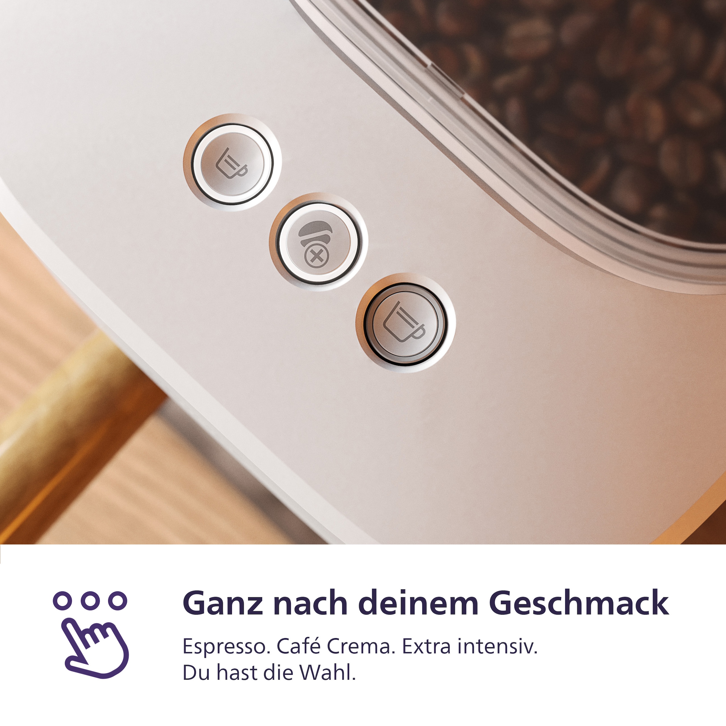 PHILIPS baristina Espressomaschine »BAR302/20 mit Mahlwerk für ganze Bohnen« 16 bar Pumpendruck, Naturweiß/Eschenholz