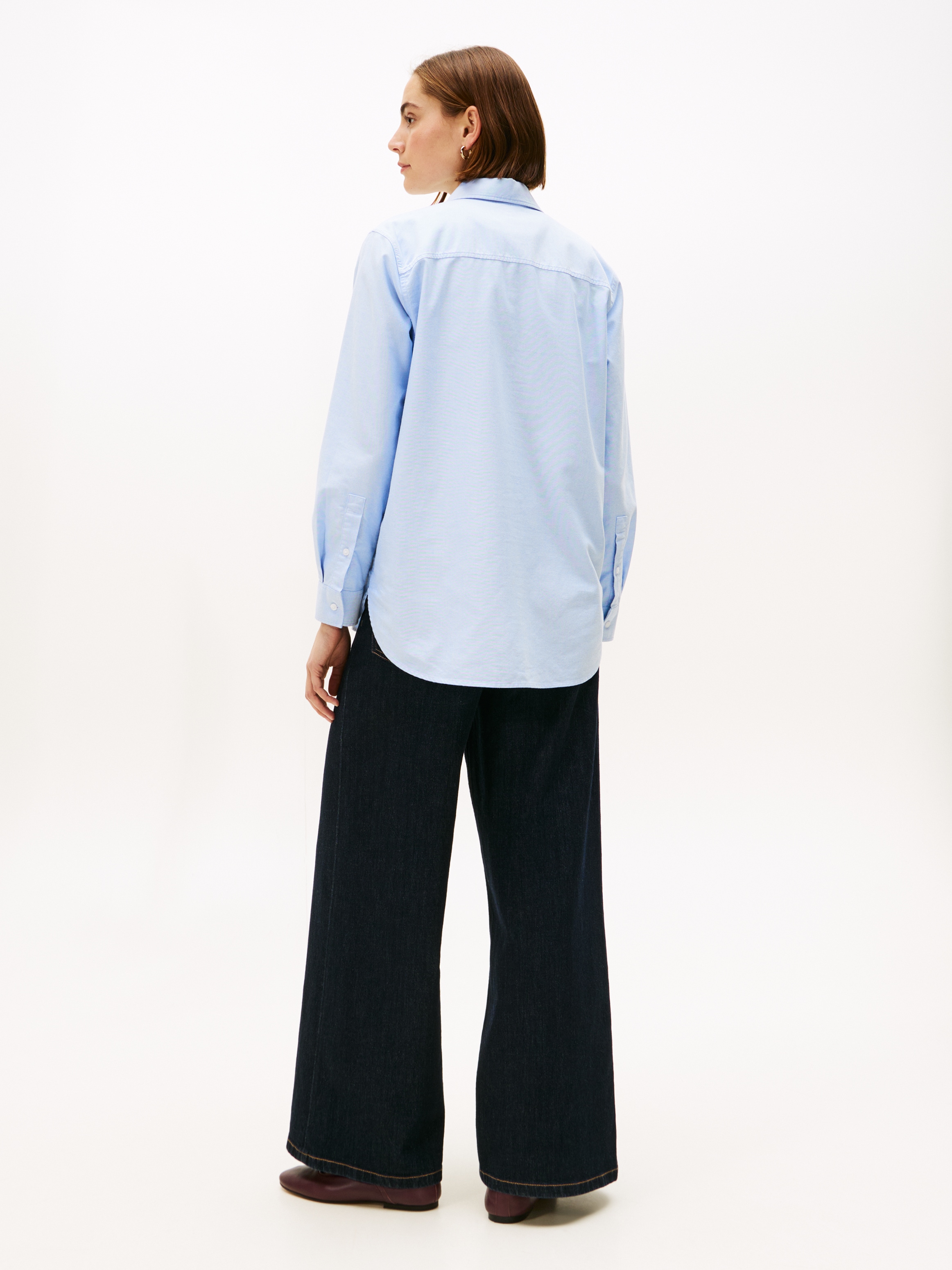 Tommy Hilfiger Hemdbluse »OXFORD RELAXED FIT SHIRT mit Hemdblusenkragen und Stickerei«, mit Streifen