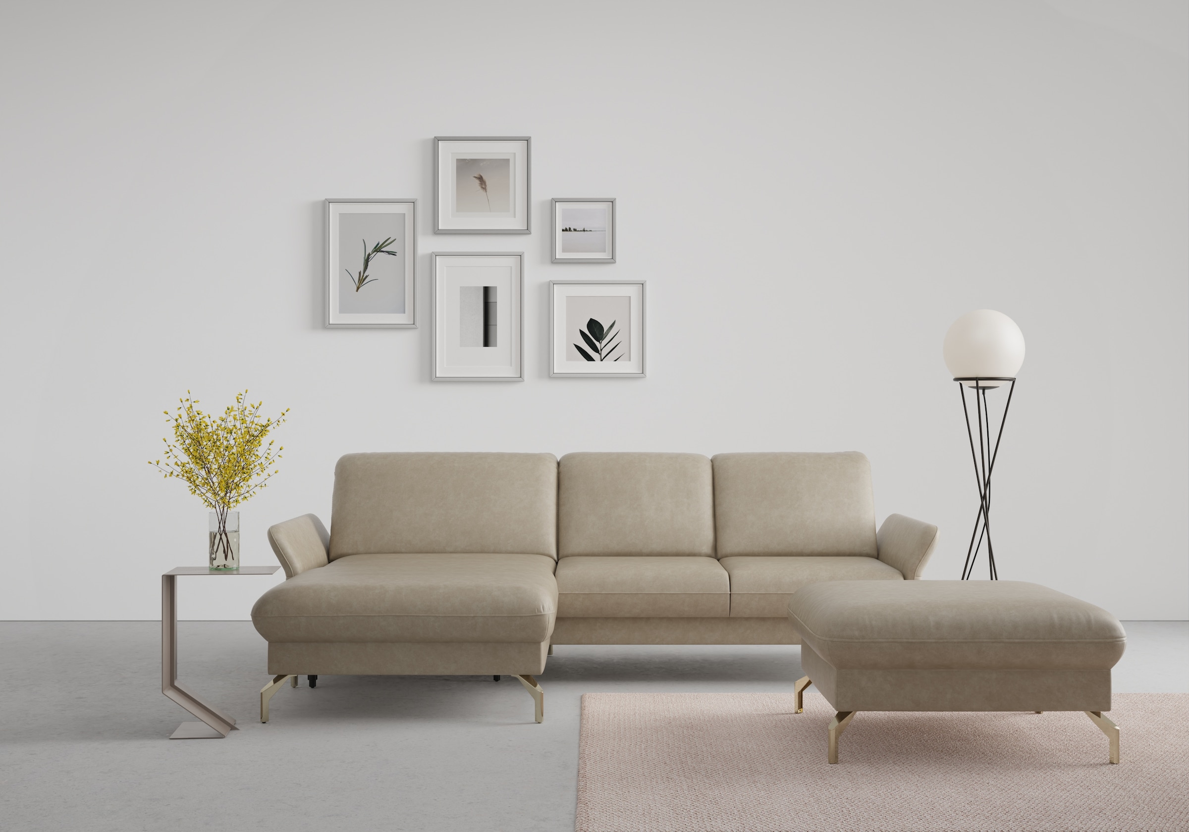 sit&more Ecksofa "Fashion L-Form" wahlweise mit Kopfteilverstellung, Vorziehsitz, motorisch, Nickelfüße