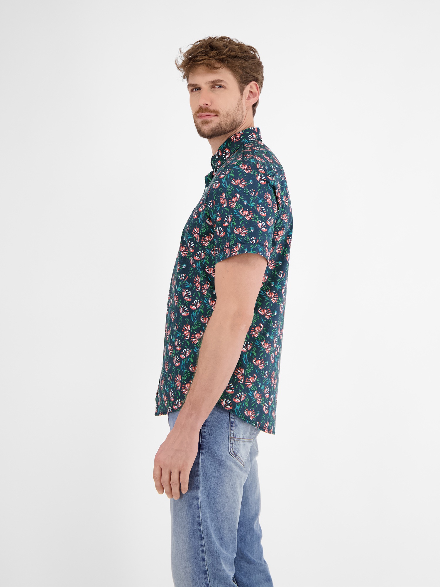 Thumbnail - LERROS Kurzarmhemd "LERROS Herren Poplin-Stretchhemd, floral gemustert"