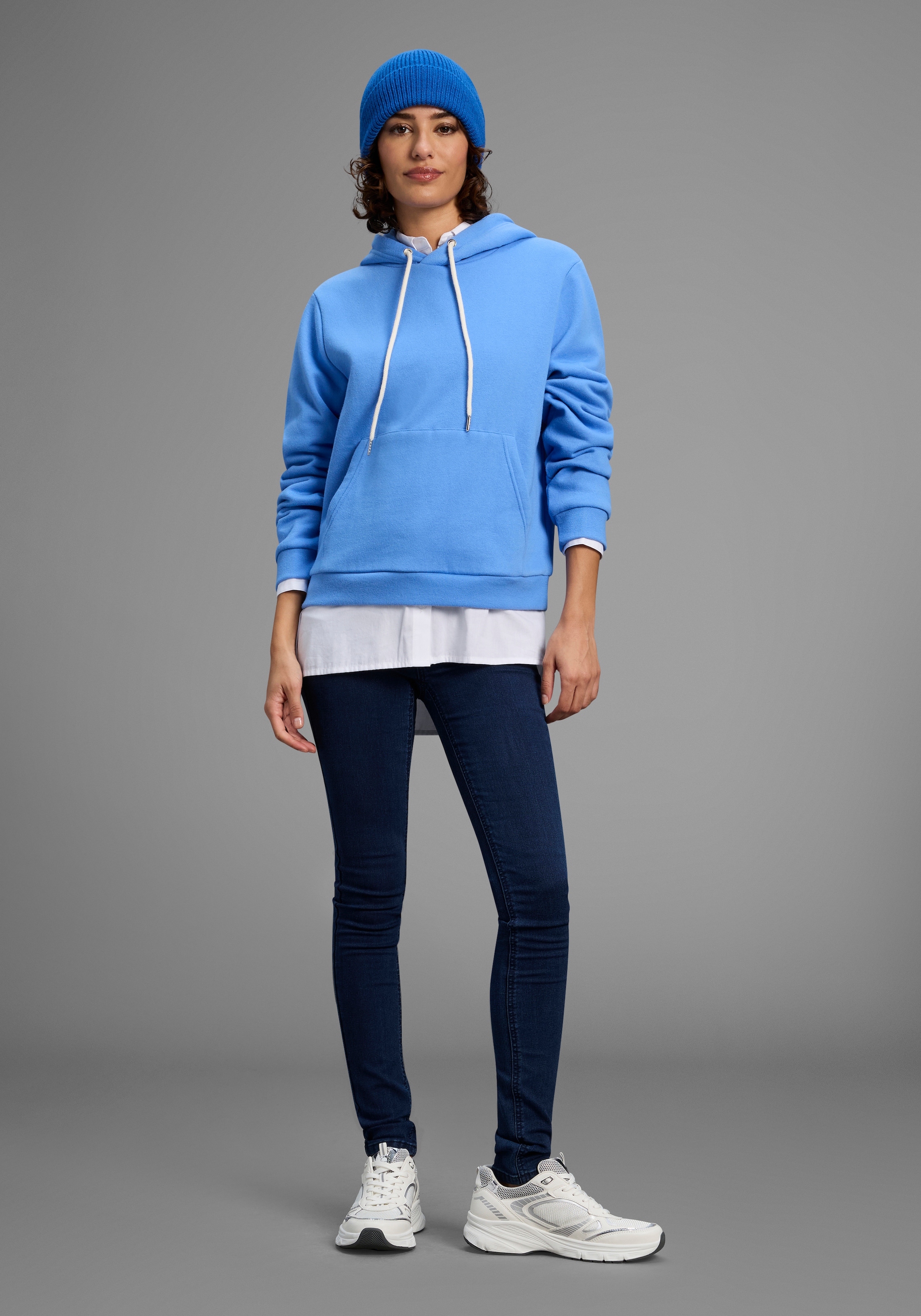 DELMAO Kapuzensweatshirt, Angeraute Baumwollmischung mit Kapuze und Kängurutasche