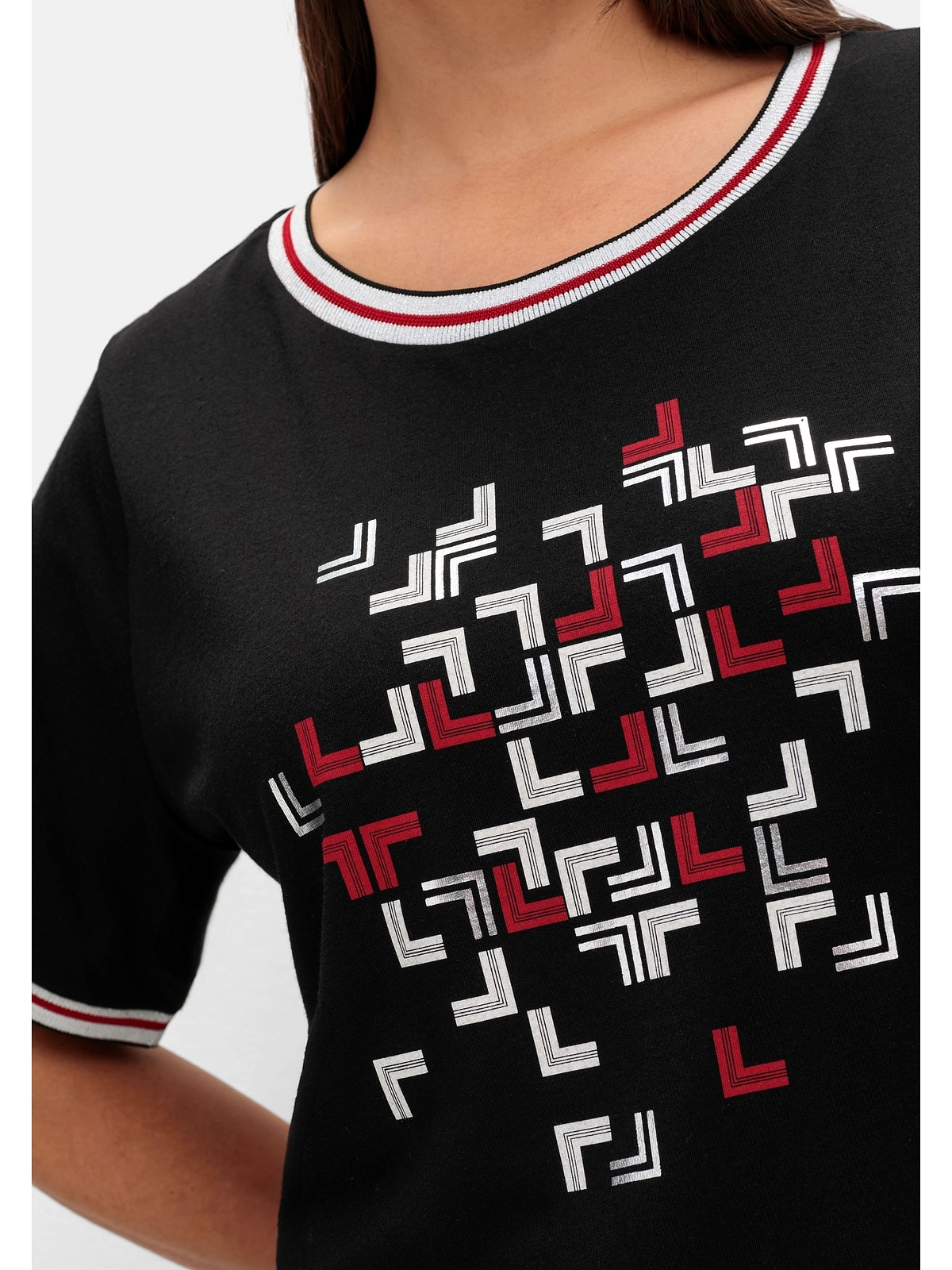 Sheego T-Shirt »Große Größen«, mit Grafik-Frontprint und Glitzerdetails