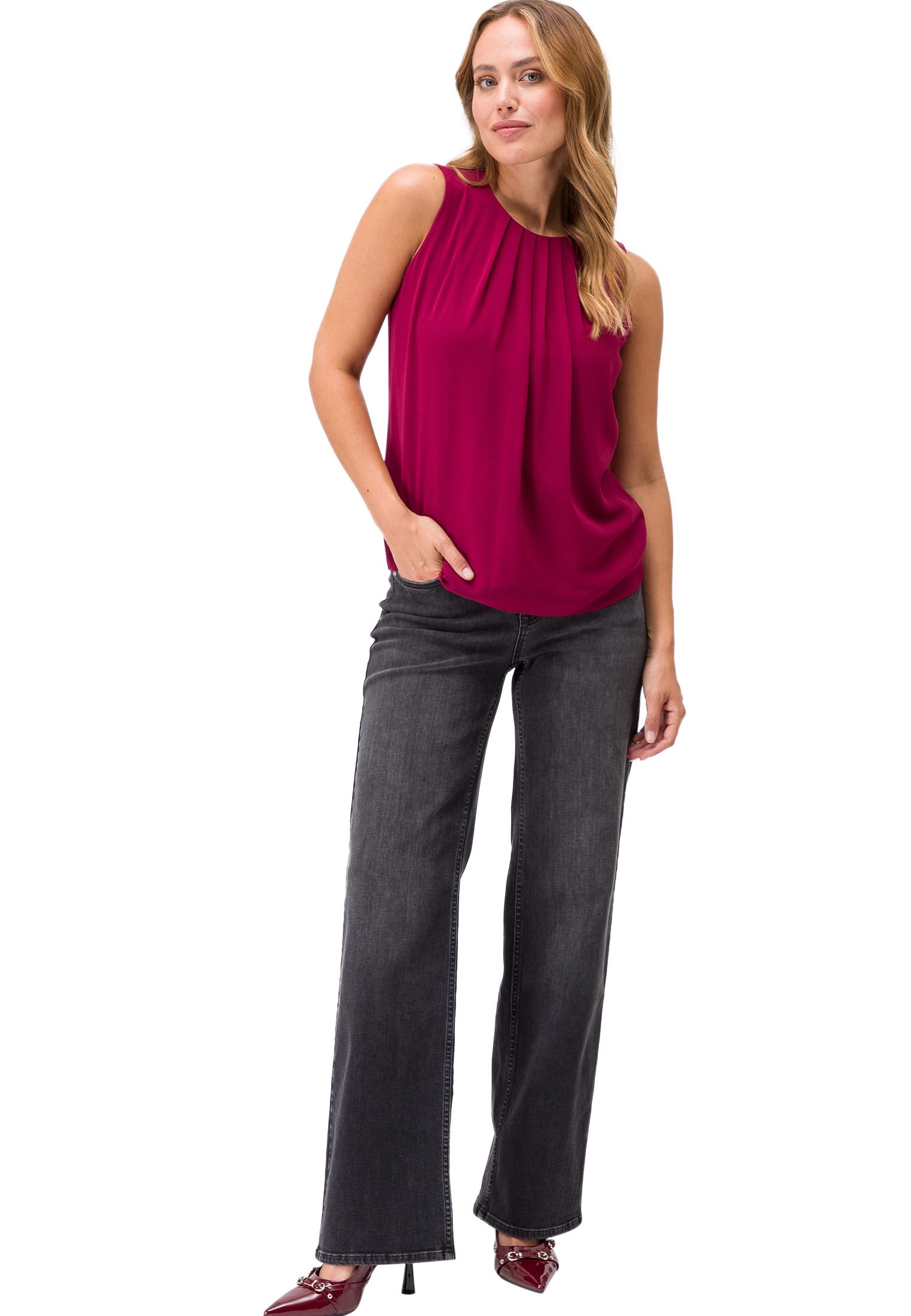 Zero Chiffonbluse »zero Chiffon Top mit Falten«