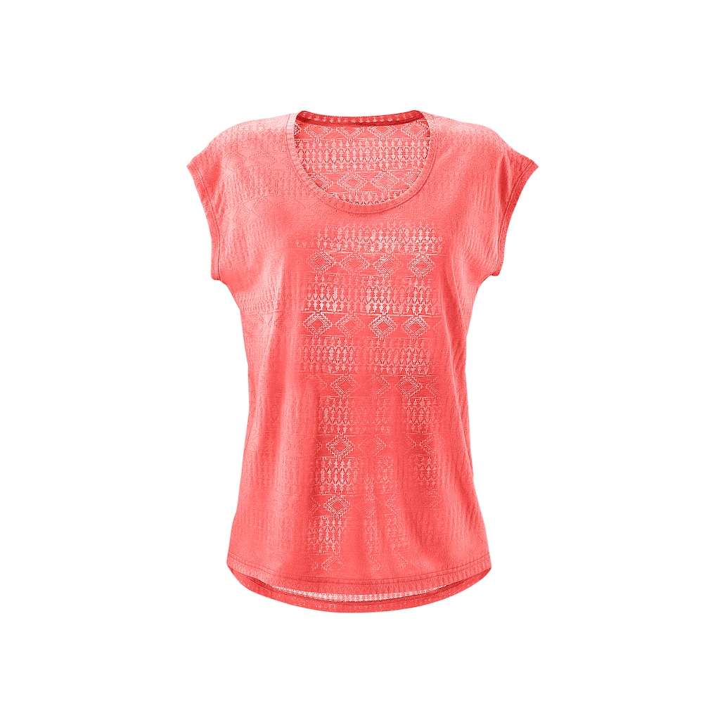 LASCANA T-Shirt, (2er-Pack), Ausbrenner-Qualität mit leicht transparentem Ethno-Design