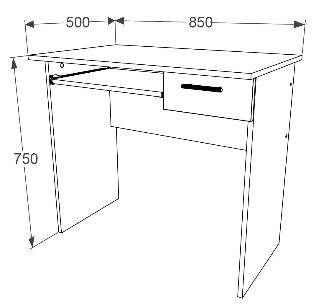 VCM Schreibtisch »VCM Holz Schreibtisch Computertisch Tastaturauszug Schublade Bürotisch Arusa«, (Arusa)