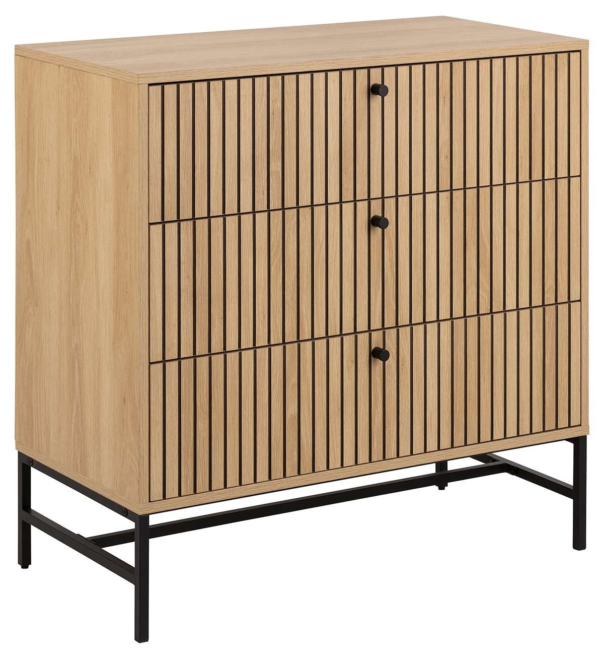 ACTONA GROUP Sideboard »Albany«, Eiche-Optik, Lamellenfront, 3 Schubladen, B: 80, 6 cm