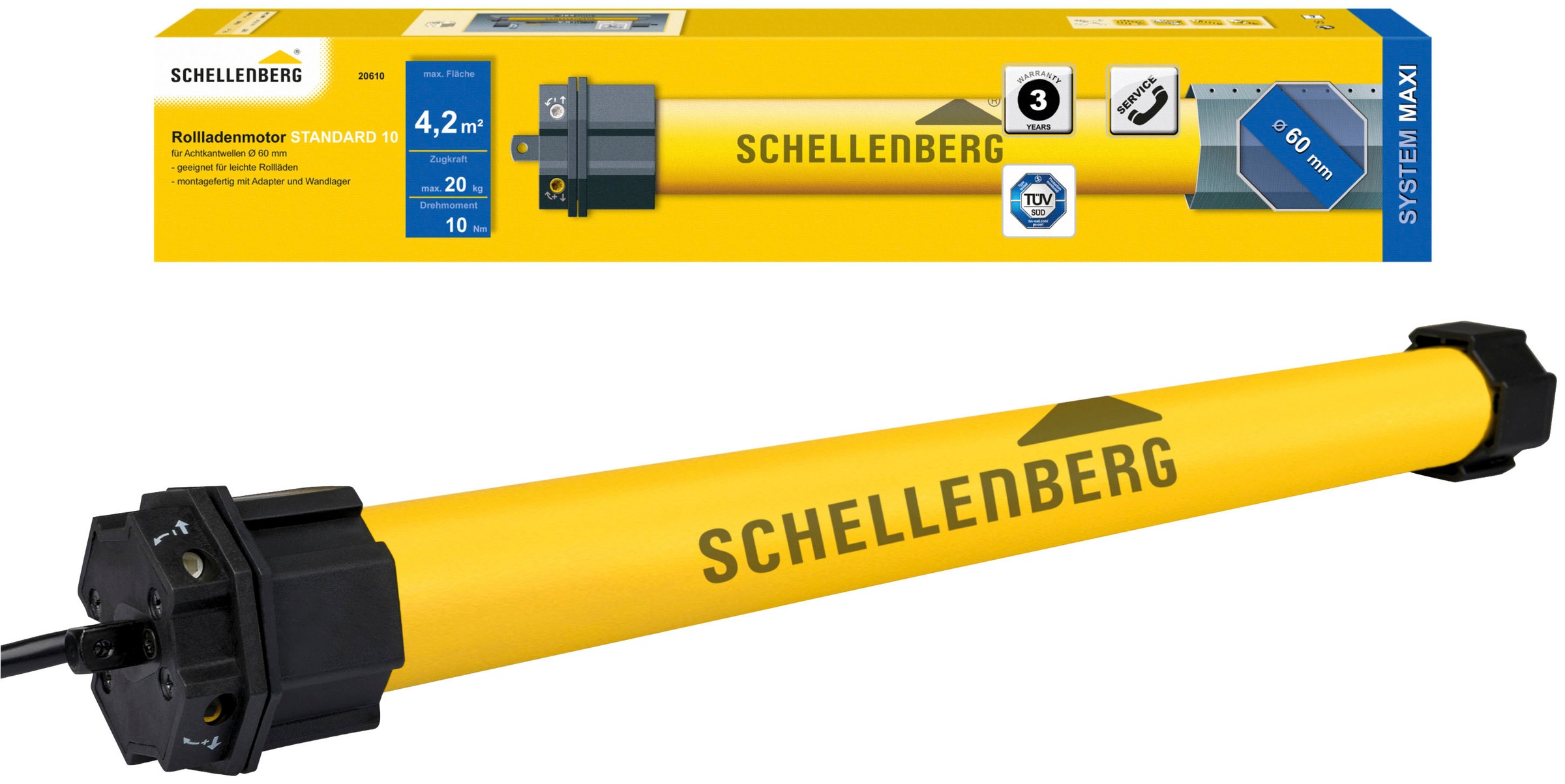 Schellenberg 20610 Rollladenmotor, Drehmoment: 10 Nm Passend für (Rollladensysteme) Schellenberg Maxi
